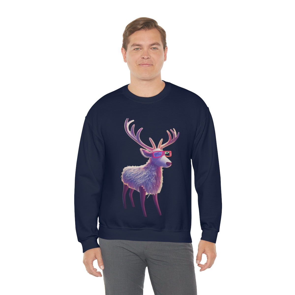 Reindeer In Style. Original Art. Unisex Heavy Blend Crewneck Sweatshirt.