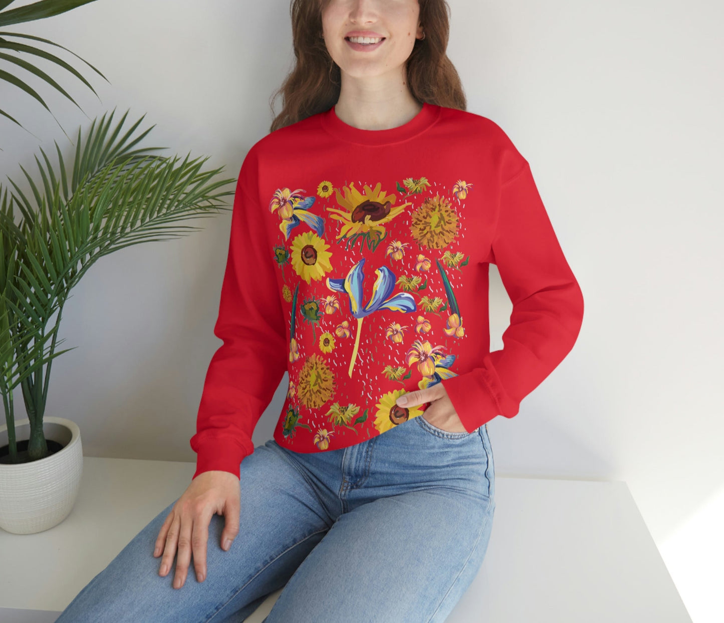 Wildflowers Original Art Inspired by Vincent van Gogh Paintings. Unisex Heavy Blend Crewneck Sweatshirt.