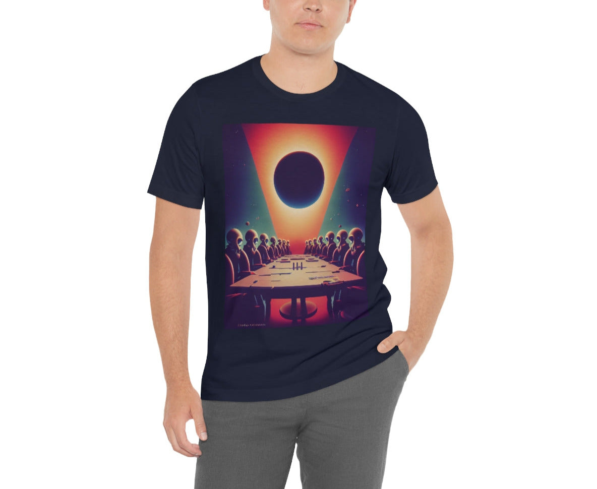 Alien’s World domination meeting. Original Art. Unisex Jersey Short Sleeve Tee.