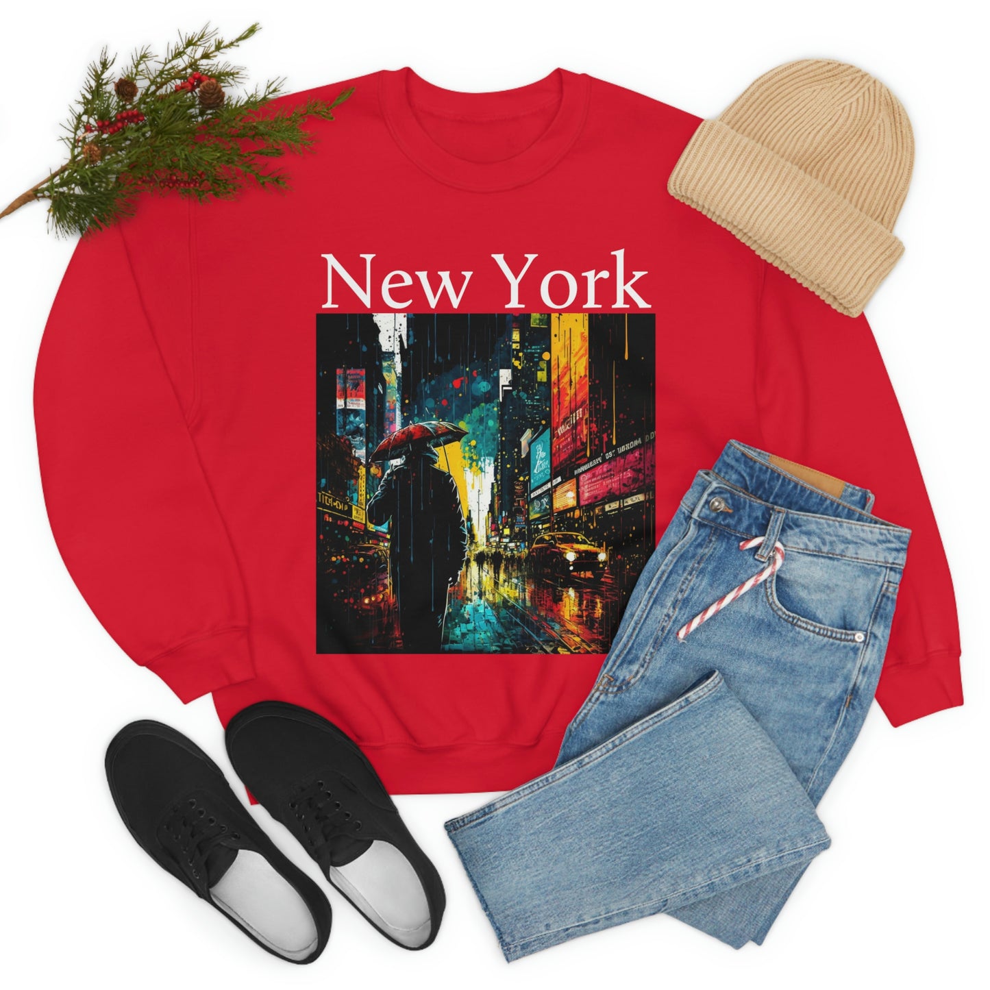 Times Square, New York City. Original Art. Unisex Heavy Blend Crewneck Sweatshirt.