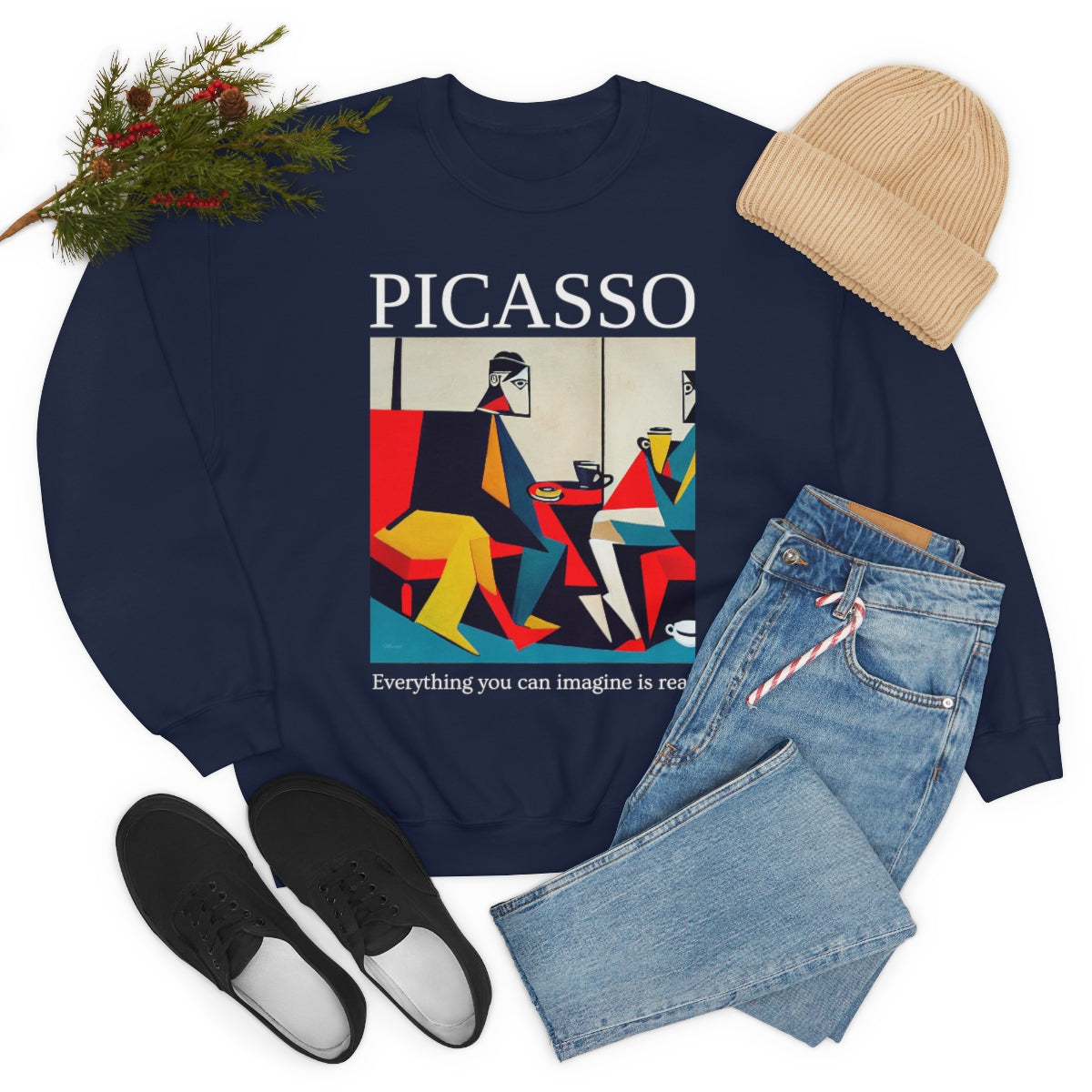 Everything You Can Imagine Is Real - Original Art Inspired By Picasso artwork. Unisex Heavy Blend Crewneck Sweatshirt.