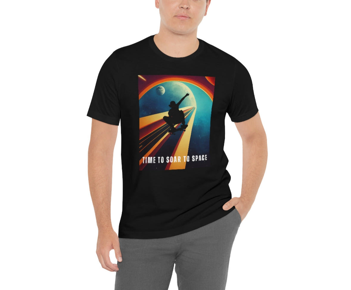 Time To Soar To Space - Skateboard Retro Design And Original Art. Unisex Jersey Short Sleeve Tee.