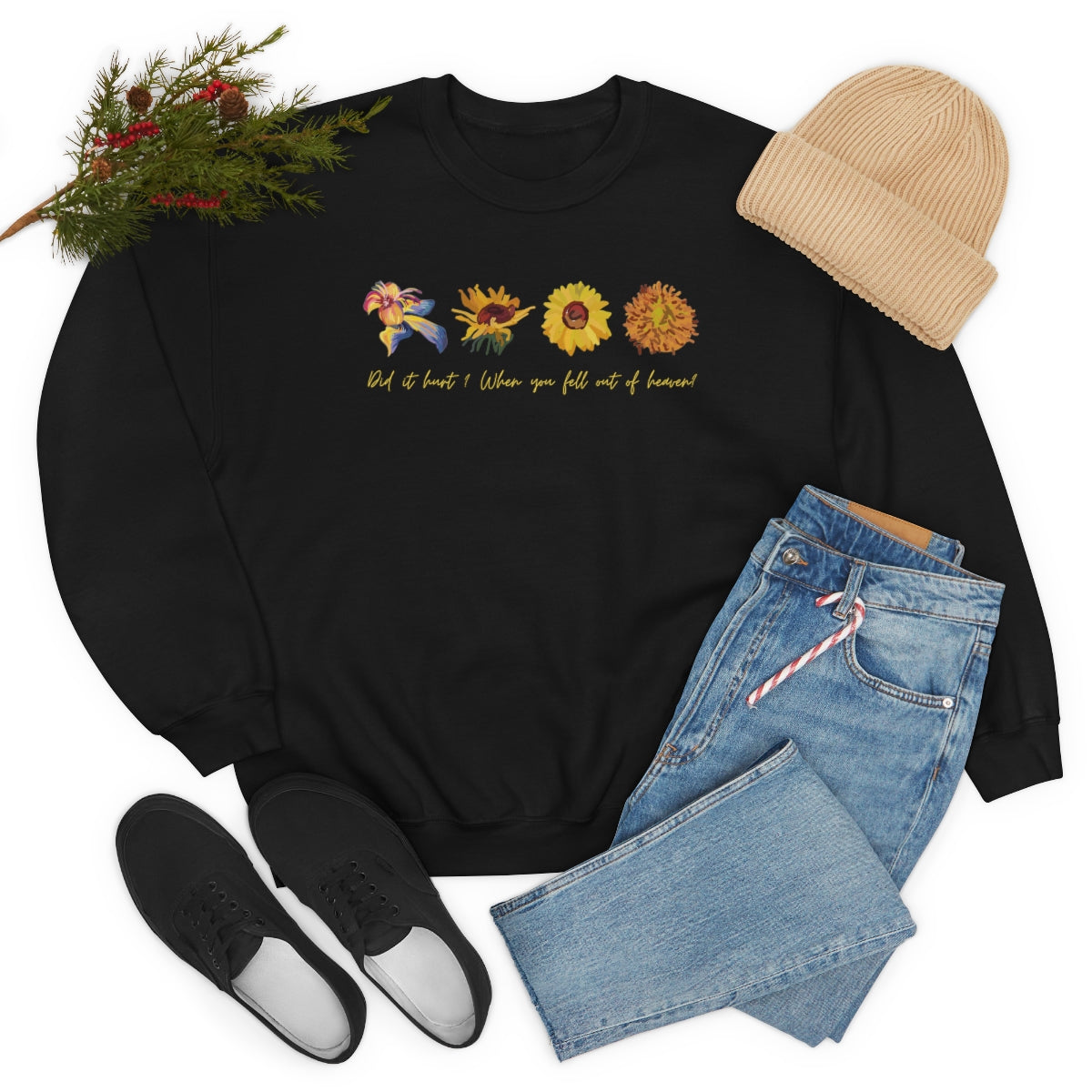 Wild flowers and Sunflowers Sweatshirt. Unisex Heavy Blend Crewneck Sweatshirt.