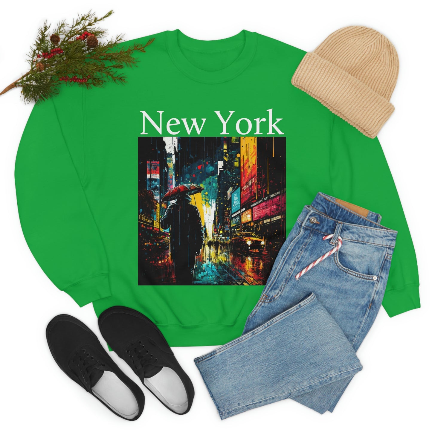 Times Square, New York City. Original Art. Unisex Heavy Blend Crewneck Sweatshirt.