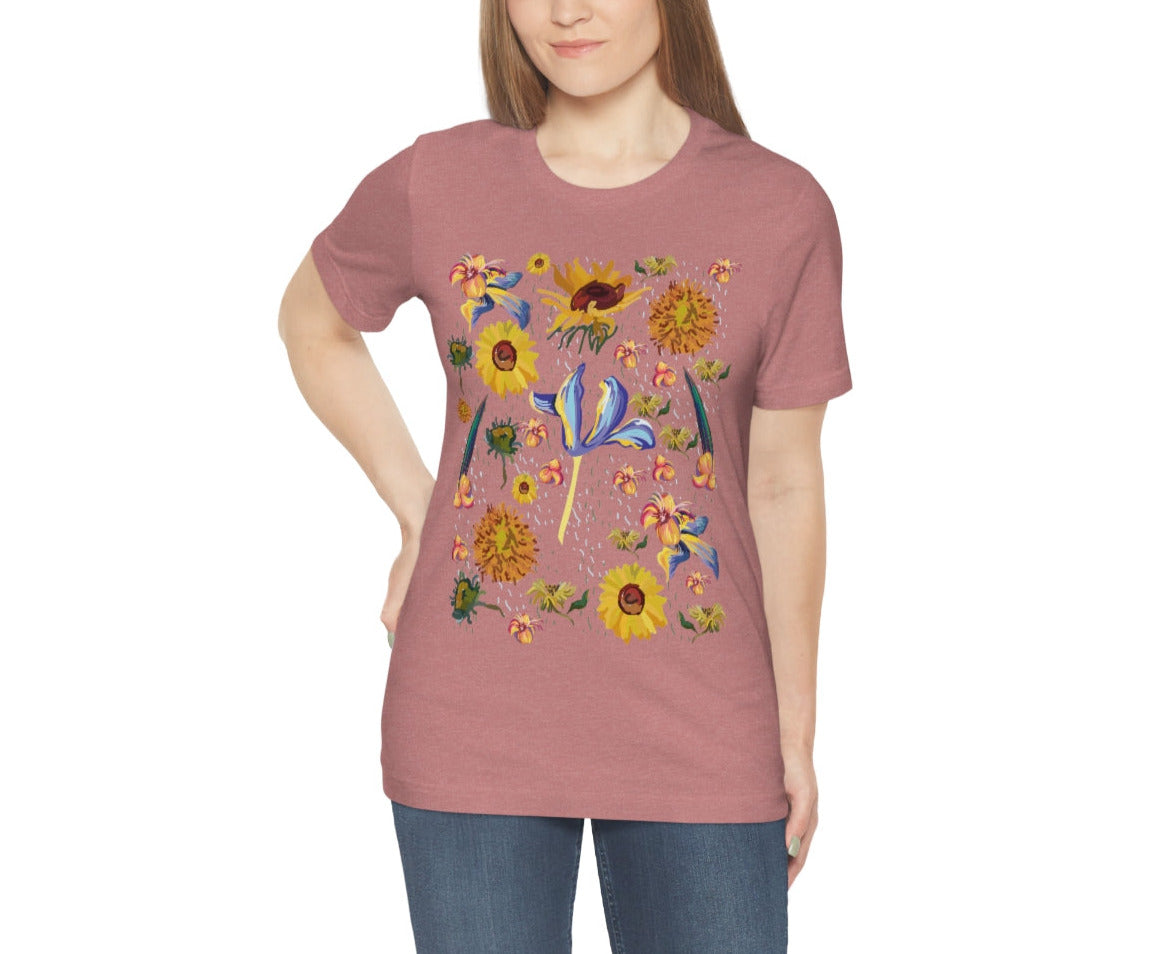Wildflowers Original Art Inspired by Vincent van Gogh Paintings. Unisex Jersey Short Sleeve Tee.