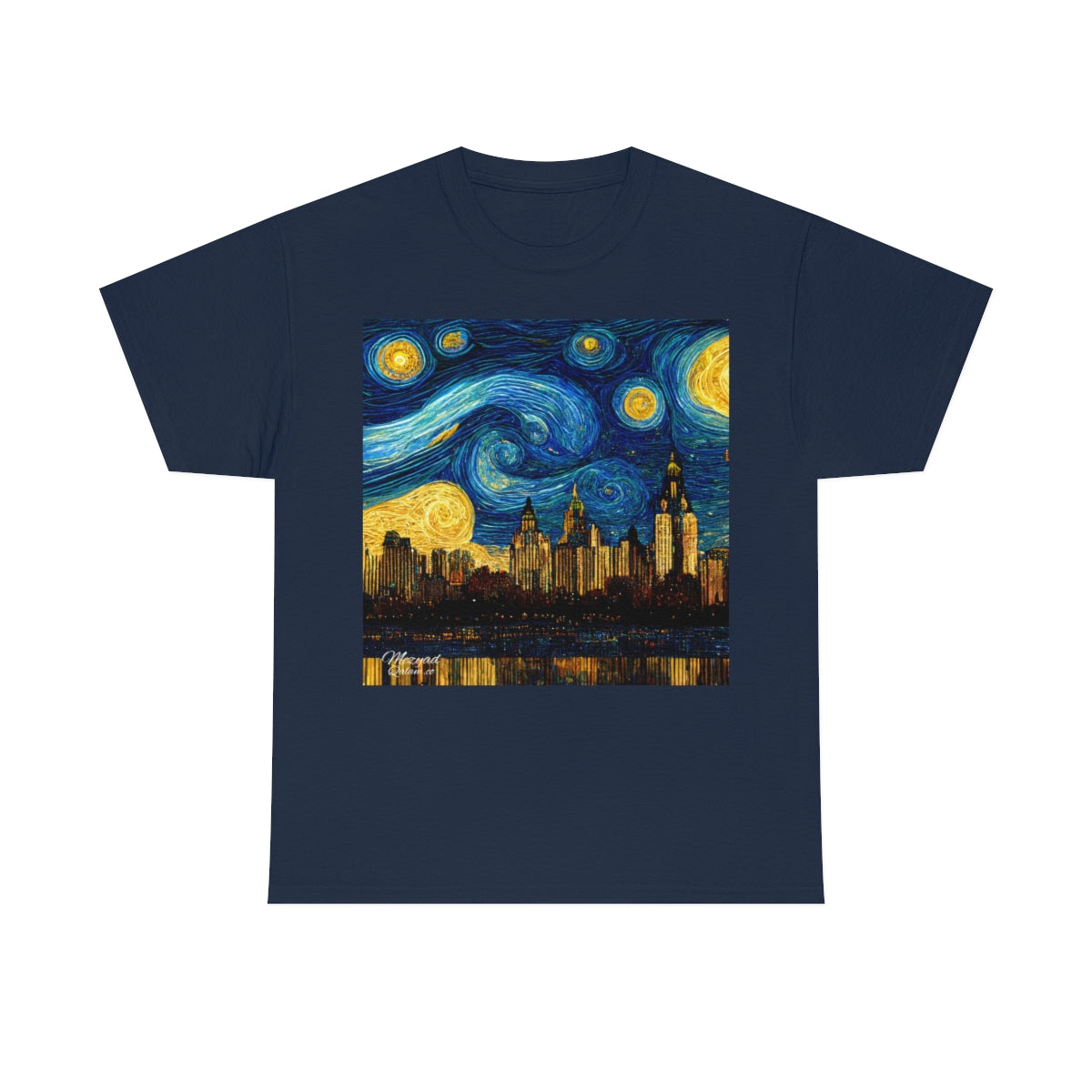 New York City and the Hudson River. Original Art. Unisex Heavy Cotton Tee.
