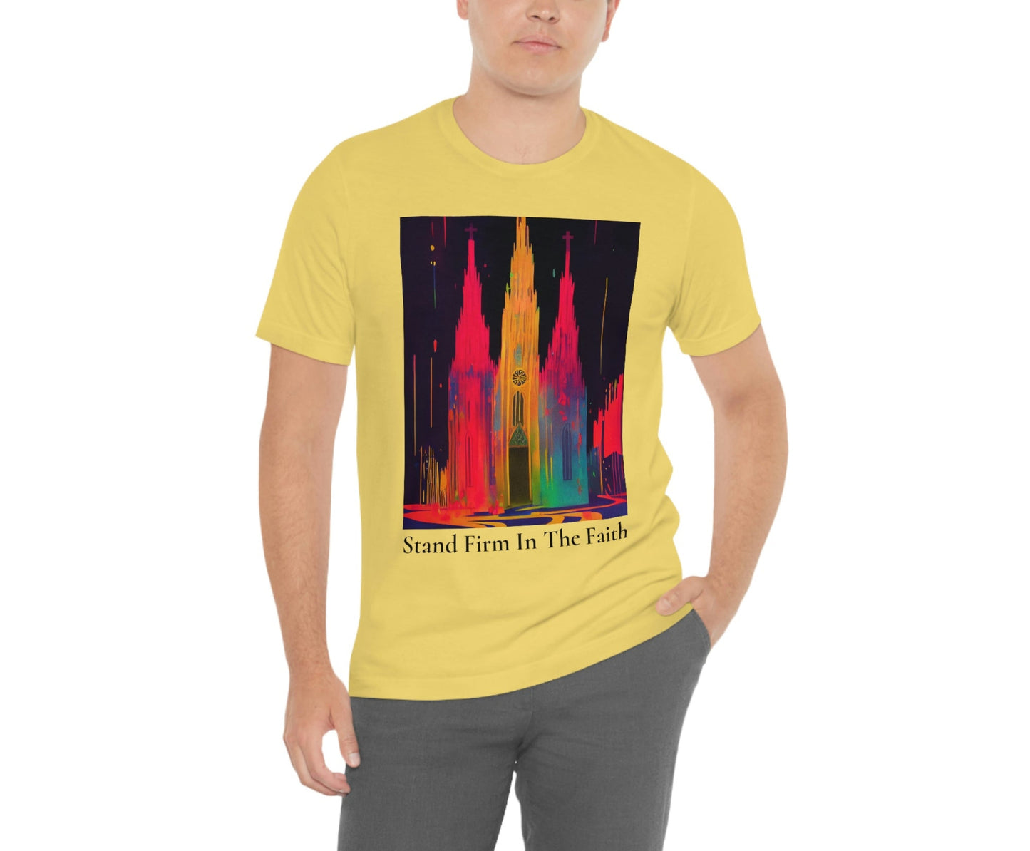 Stand Firm In The Faith. Original Art. Unisex Jersey Short Sleeve Tee.