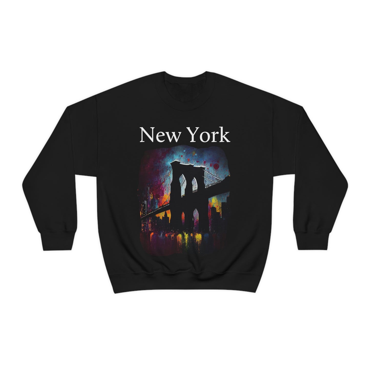 New York City Iconic Brooklyn Bridge Original Art. Unisex Heavy Blend Crewneck Sweatshirt.