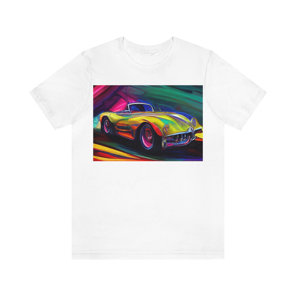 Rushing Vintage Car. Original Art. Unisex Jersey Short Sleeve Tee.