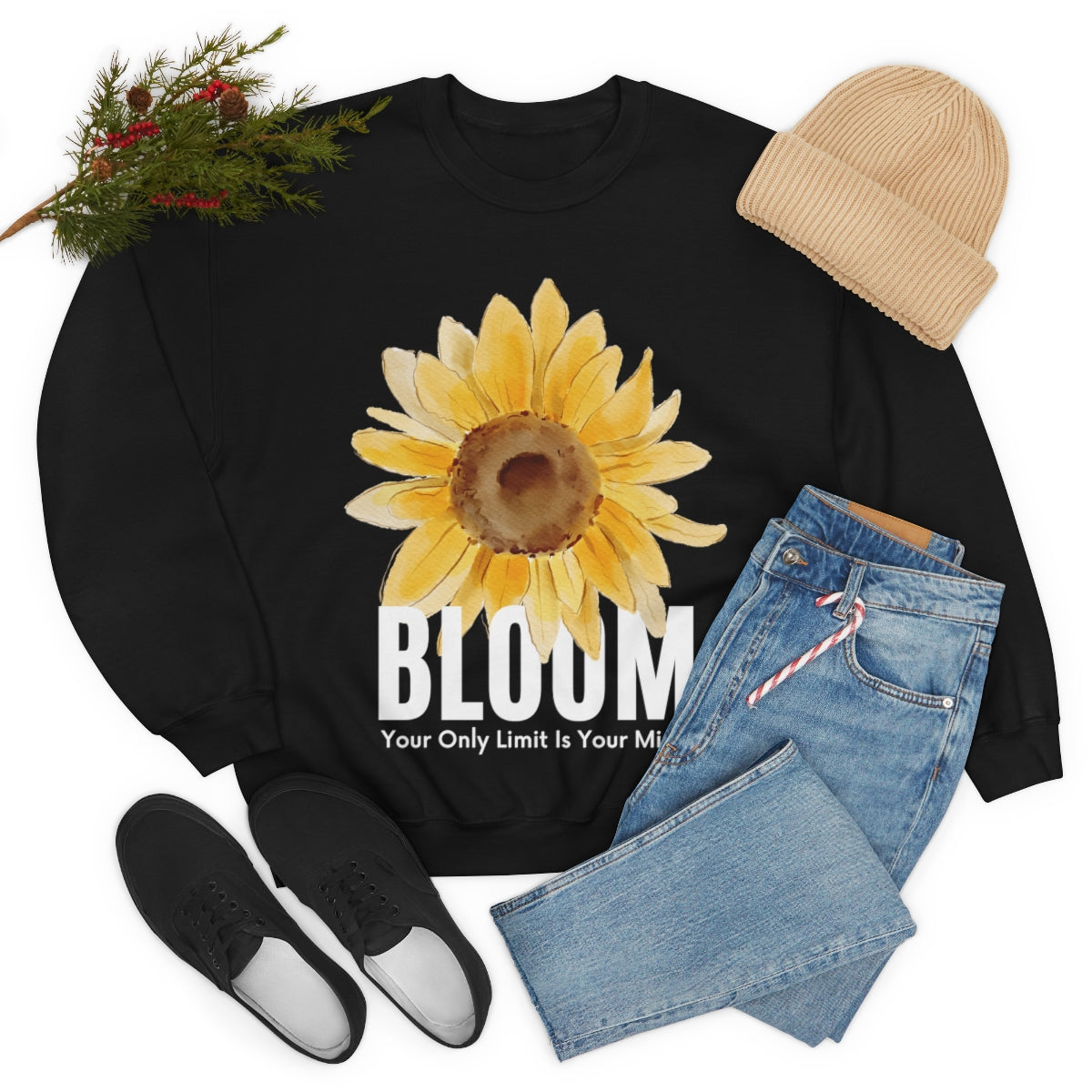 Bloom Your Only Limit Is Your Mind. Unisex Heavy Blend Crewneck Sweatshirt.