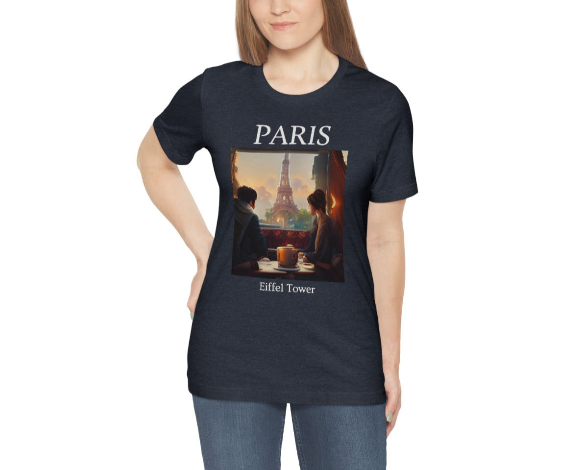 Coffee At Eiffel Tower In Paris - Original Art. Unisex Jersey Short Sleeve Tee.