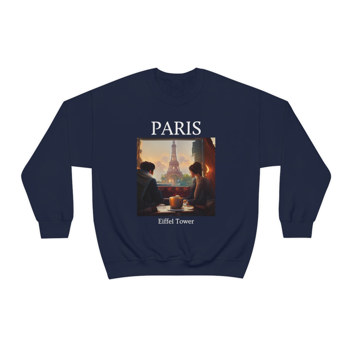 Coffee At Eiffel Tower In Paris - Original Art. Unisex Heavy Blend Crewneck Sweatshirt.