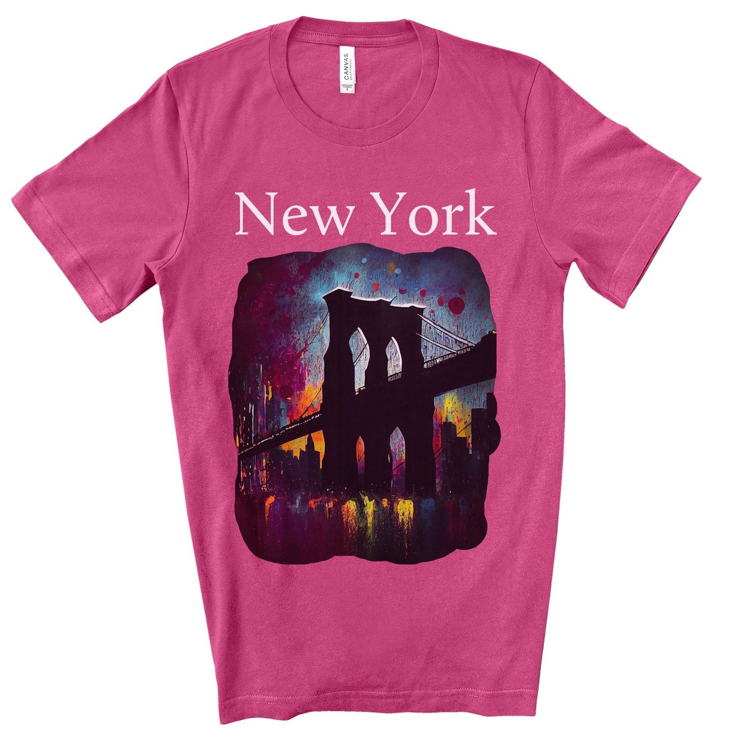 New York Iconic Brooklyn Bridge Original Art. Unisex Jersey Short Sleeve Tee.