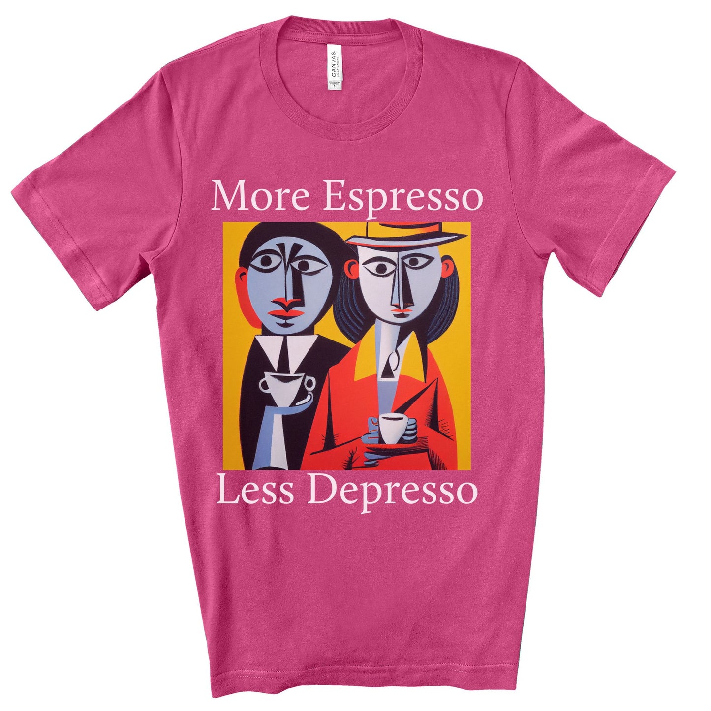 A Cup Of Coffee Can Solve Anything. Original Art. Unisex Jersey Short Sleeve Tee.
