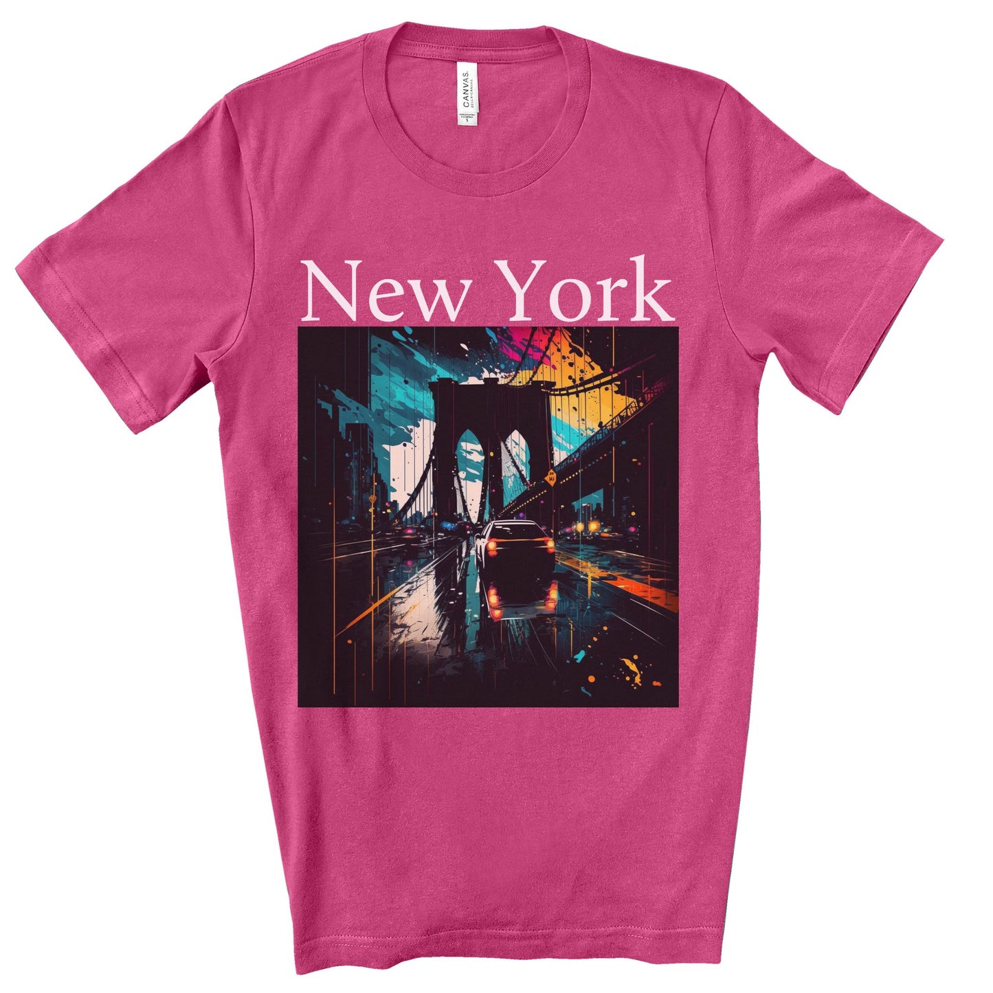 Rushing The Brooklyn Bridge, New York City. Unisex Jersey Short Sleeve Tee.