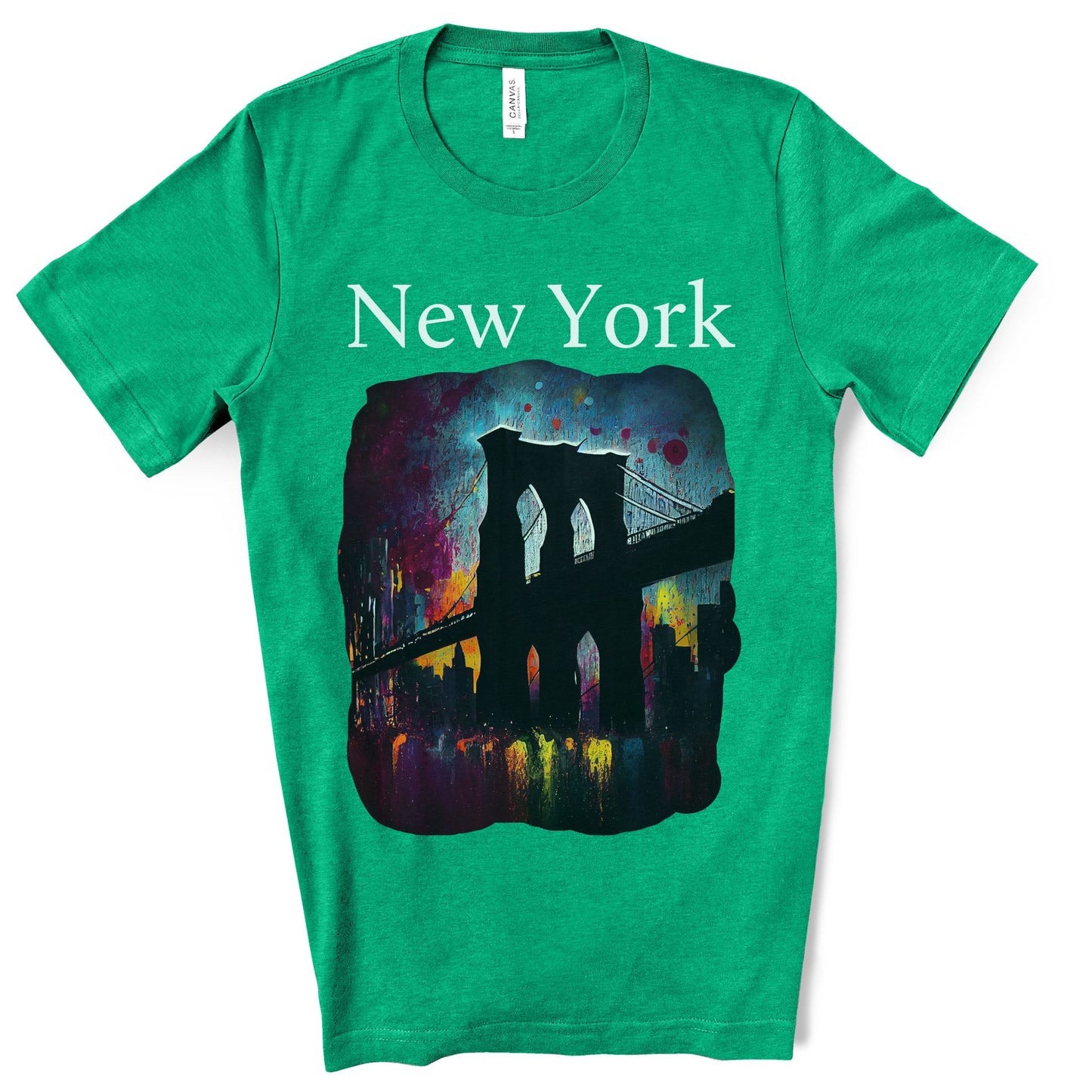 New York Iconic Brooklyn Bridge Original Art. Unisex Jersey Short Sleeve Tee.