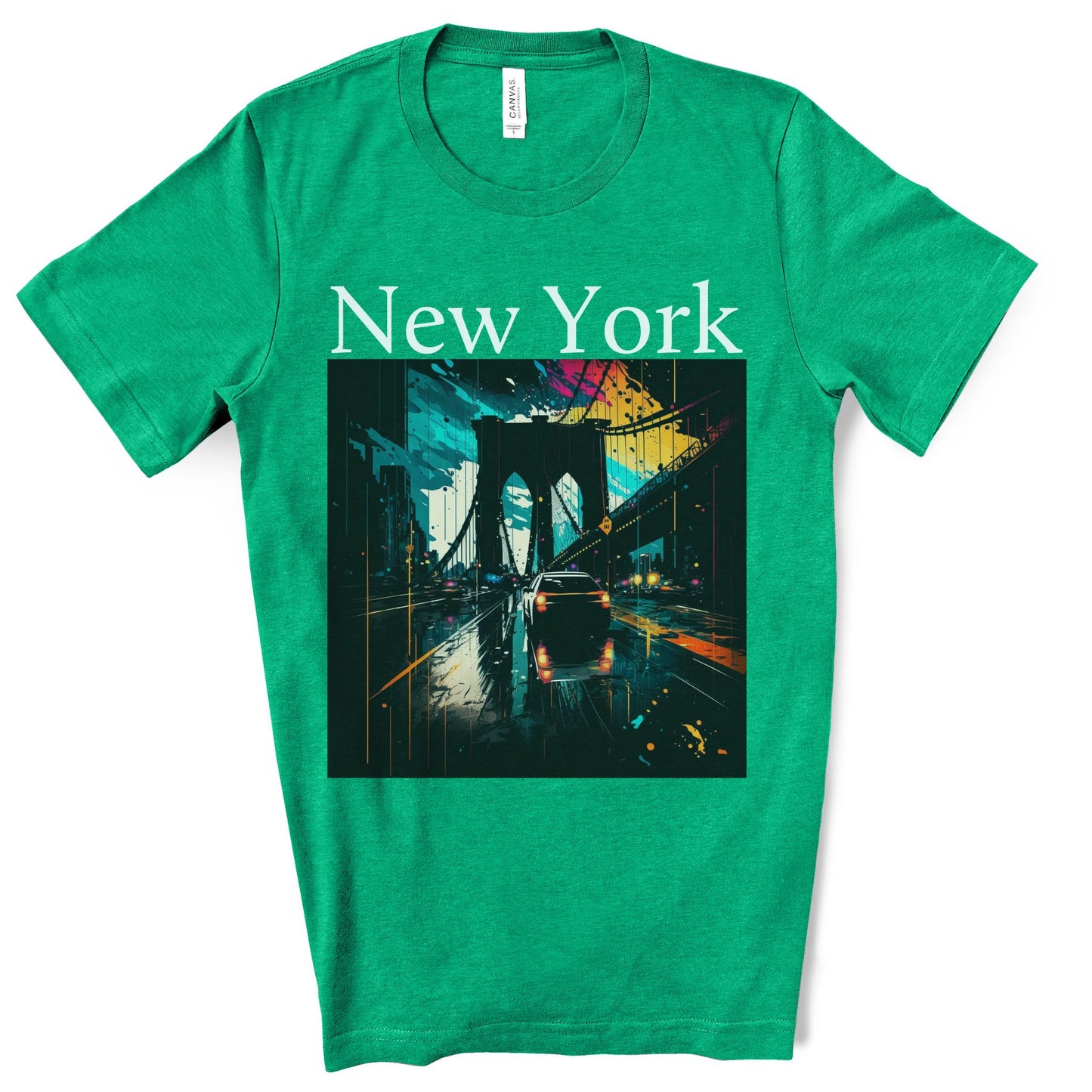 Rushing The Brooklyn Bridge, New York City. Unisex Jersey Short Sleeve Tee.