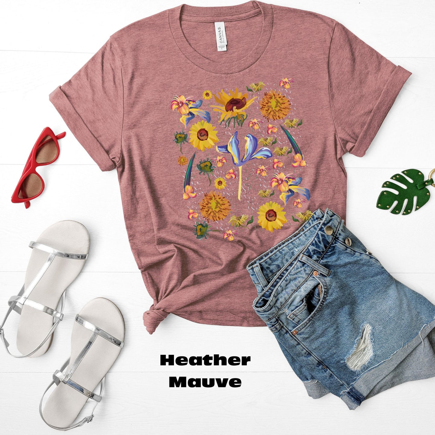 Wildflowers Original Art Inspired by Vincent van Gogh Paintings. Unisex Jersey Short Sleeve Tee.