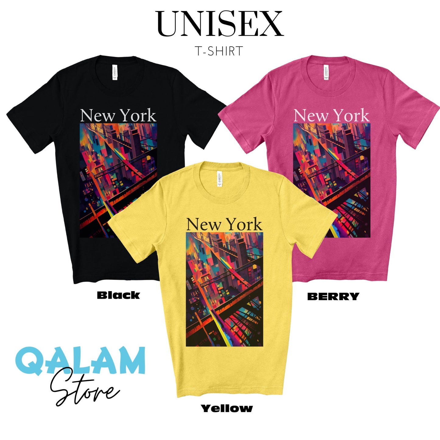 New York Historic Brooklyn Bridge In A Cubism Original Art. Unisex Jersey Short Sleeve Tee.
