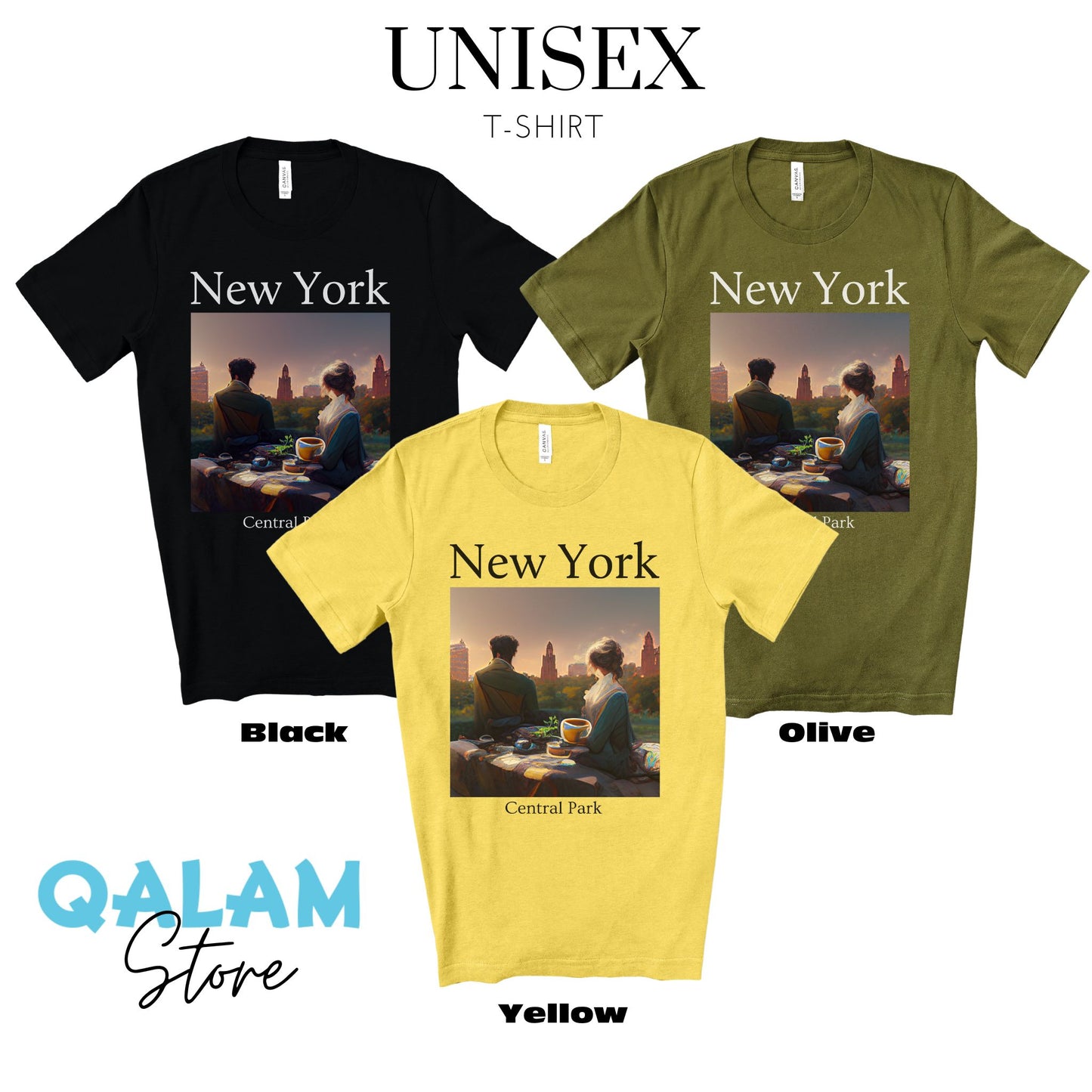 Coffee At Central Park In New York City - Original Art. Unisex Jersey Short Sleeve Tee.