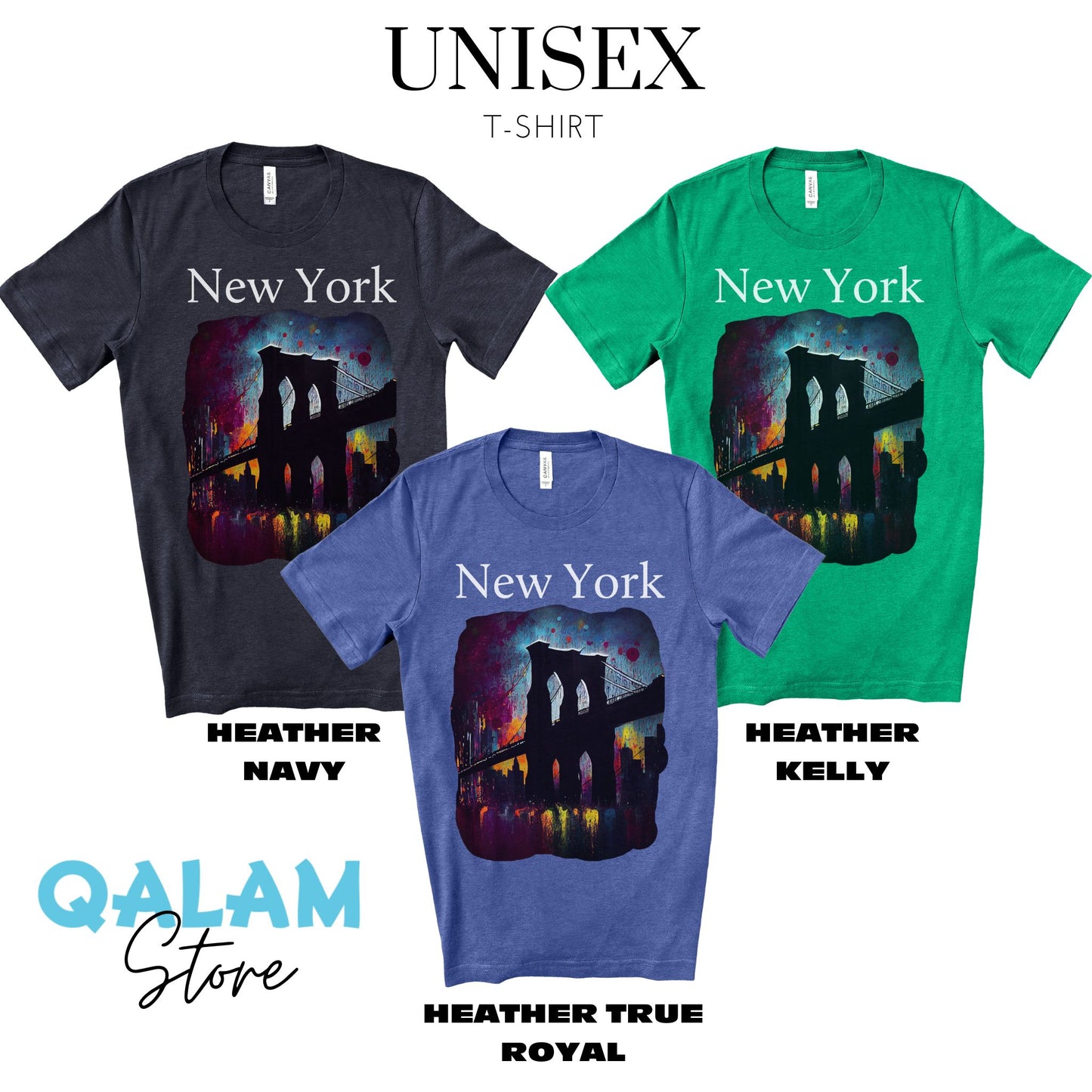 New York Iconic Brooklyn Bridge Original Art. Unisex Jersey Short Sleeve Tee.