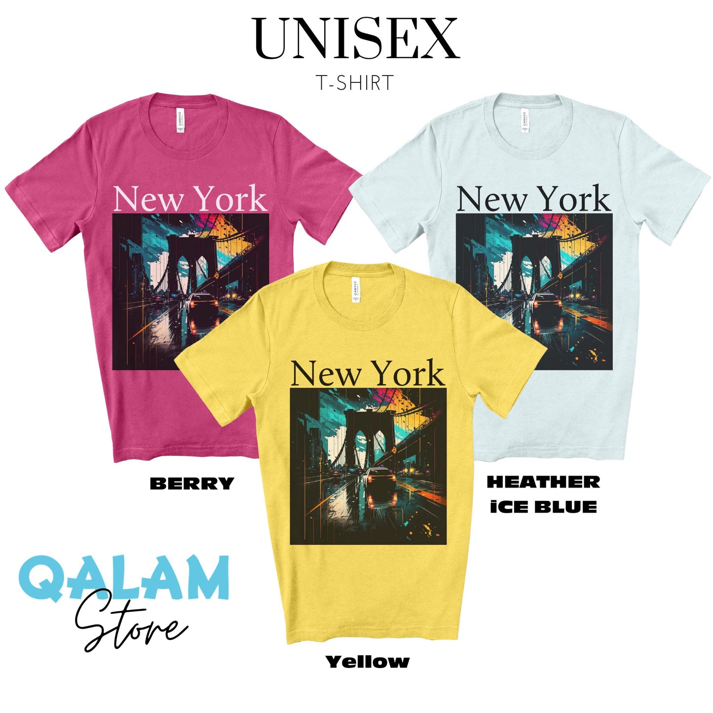 Rushing The Brooklyn Bridge, New York City. Unisex Jersey Short Sleeve Tee.