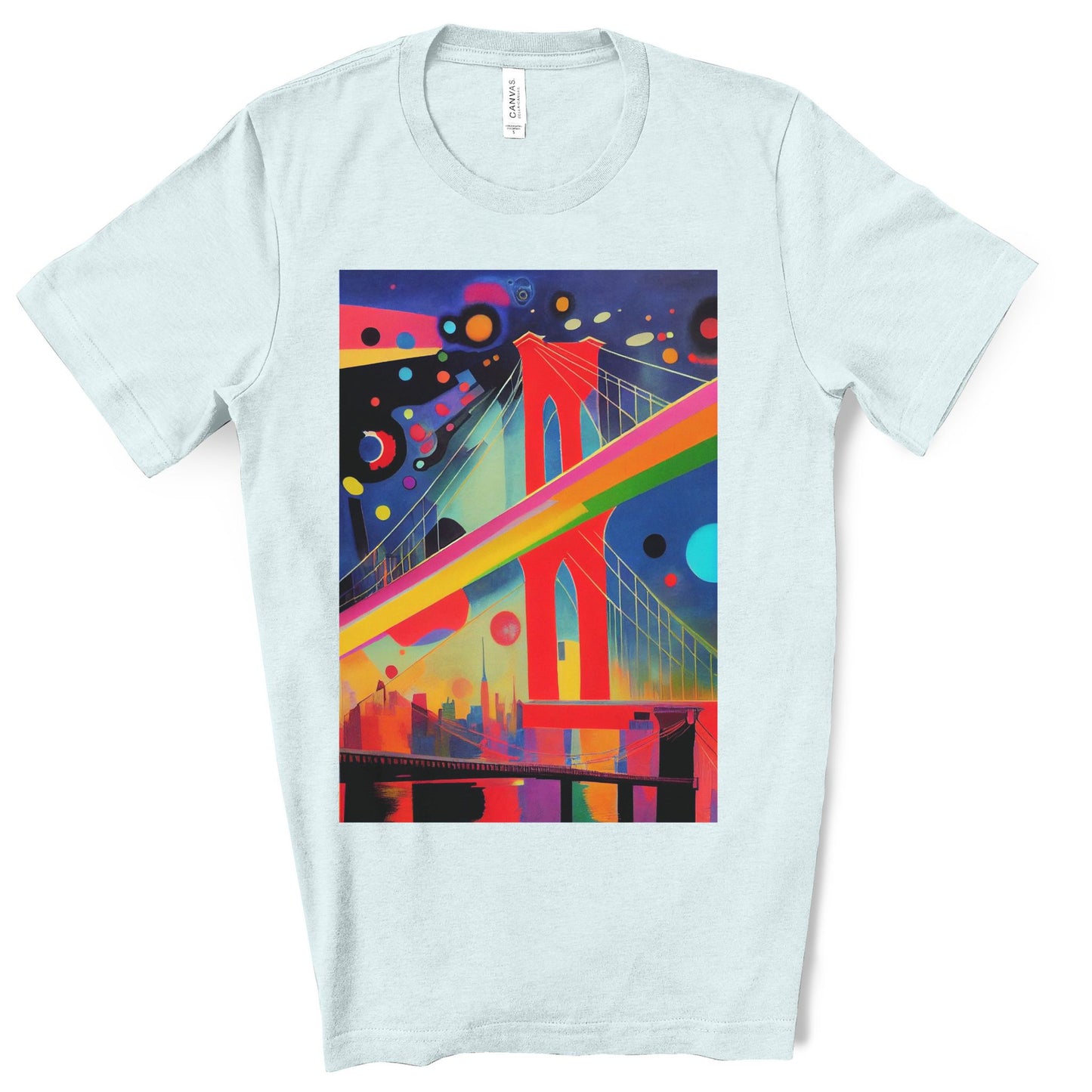 The Brooklyn Bridge, New York City. Cubism Original Art. Unisex Jersey Short Sleeve Tee.