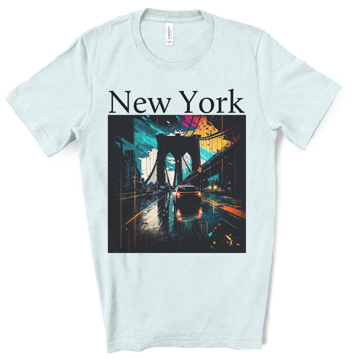 Rushing The Brooklyn Bridge, New York City. Unisex Jersey Short Sleeve Tee.