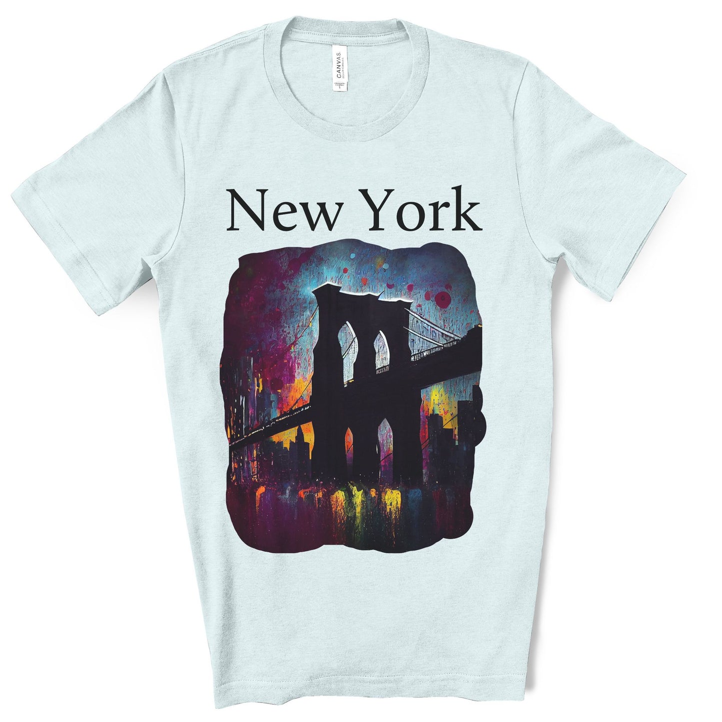 New York Iconic Brooklyn Bridge Original Art. Unisex Jersey Short Sleeve Tee.