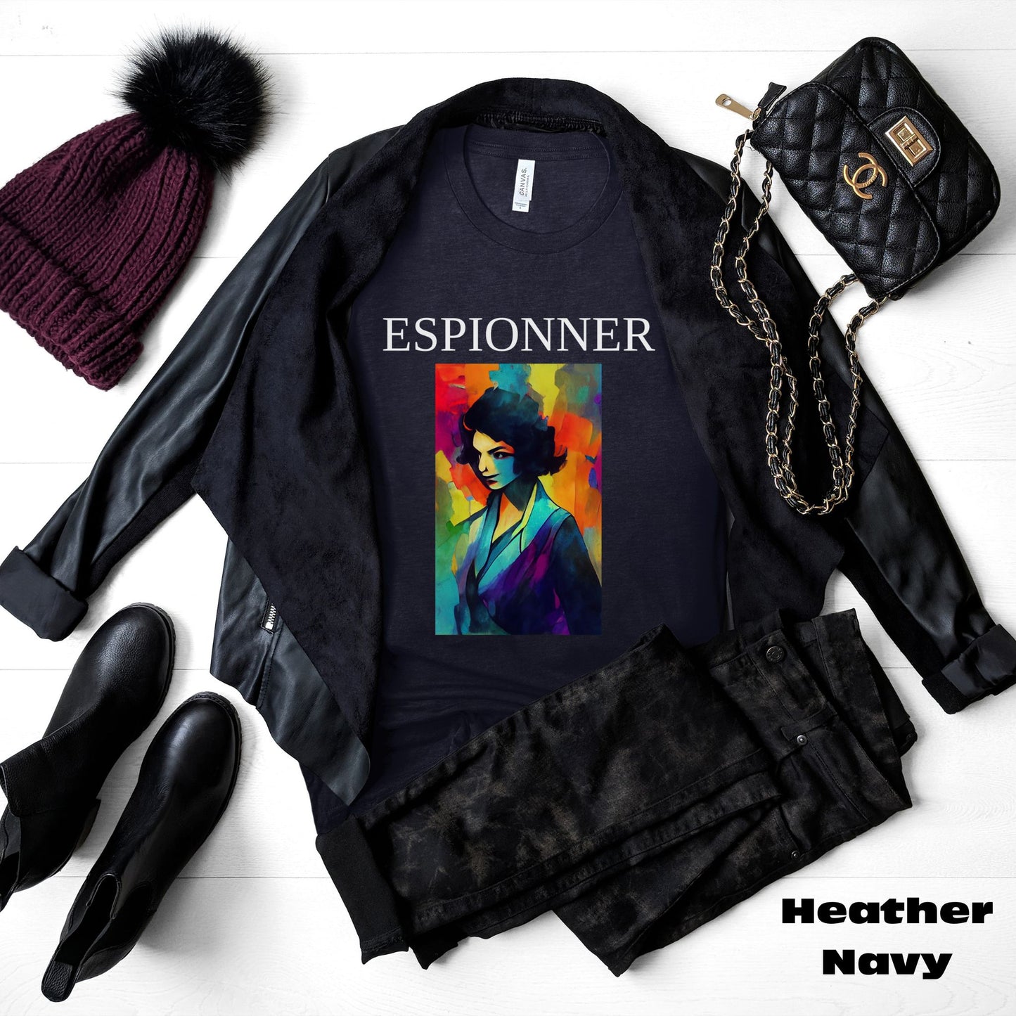 The Spy - Original Art Remembering The Most Famous Woman Spy in WW2. Unisex Jersey Short Sleeve Tee.