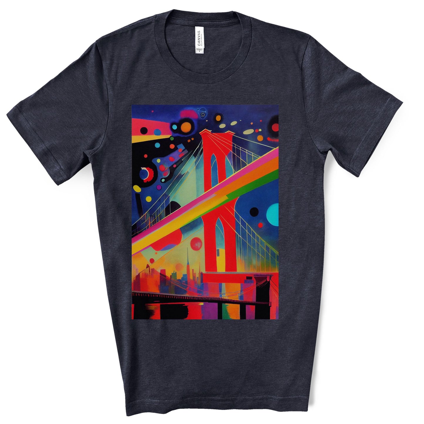 The Brooklyn Bridge, New York City. Cubism Original Art. Unisex Jersey Short Sleeve Tee.