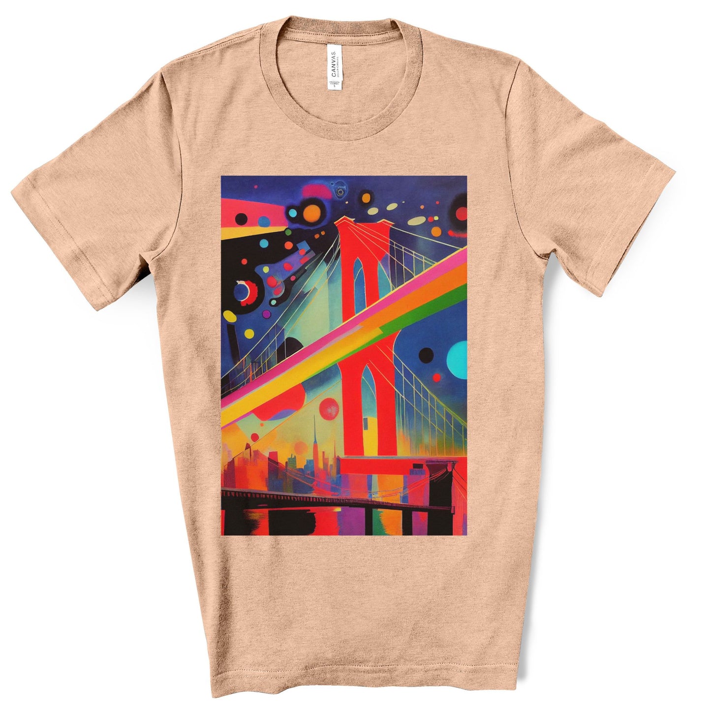The Brooklyn Bridge, New York City. Cubism Original Art. Unisex Jersey Short Sleeve Tee.