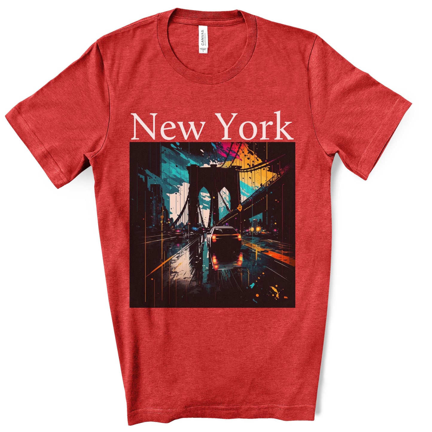 Rushing The Brooklyn Bridge, New York City. Unisex Jersey Short Sleeve Tee.