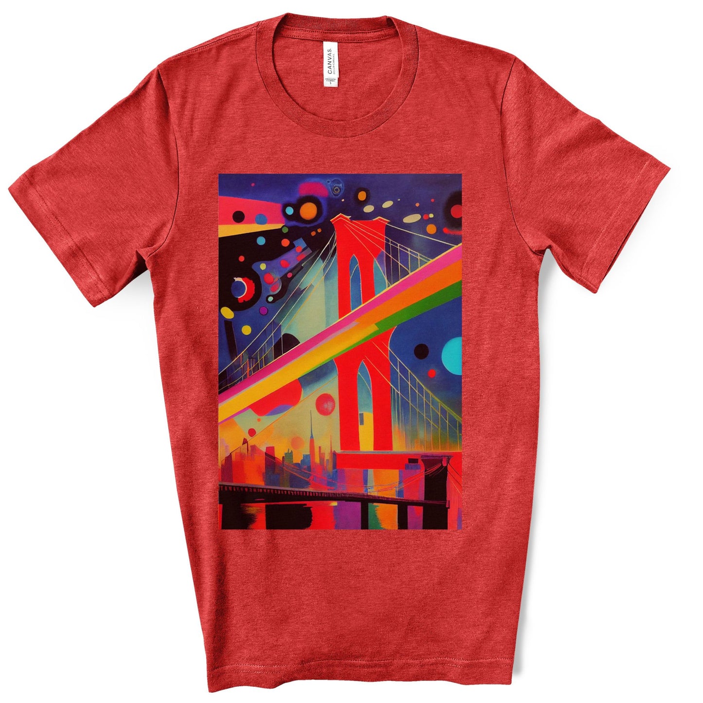 The Brooklyn Bridge, New York City. Cubism Original Art. Unisex Jersey Short Sleeve Tee.