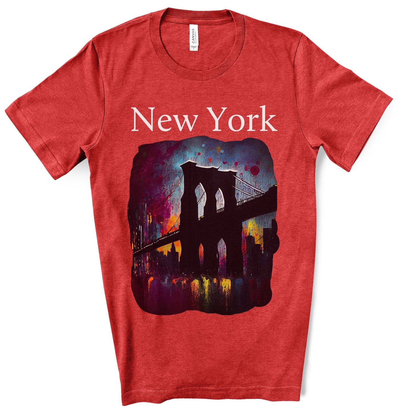 New York Iconic Brooklyn Bridge Original Art. Unisex Jersey Short Sleeve Tee.