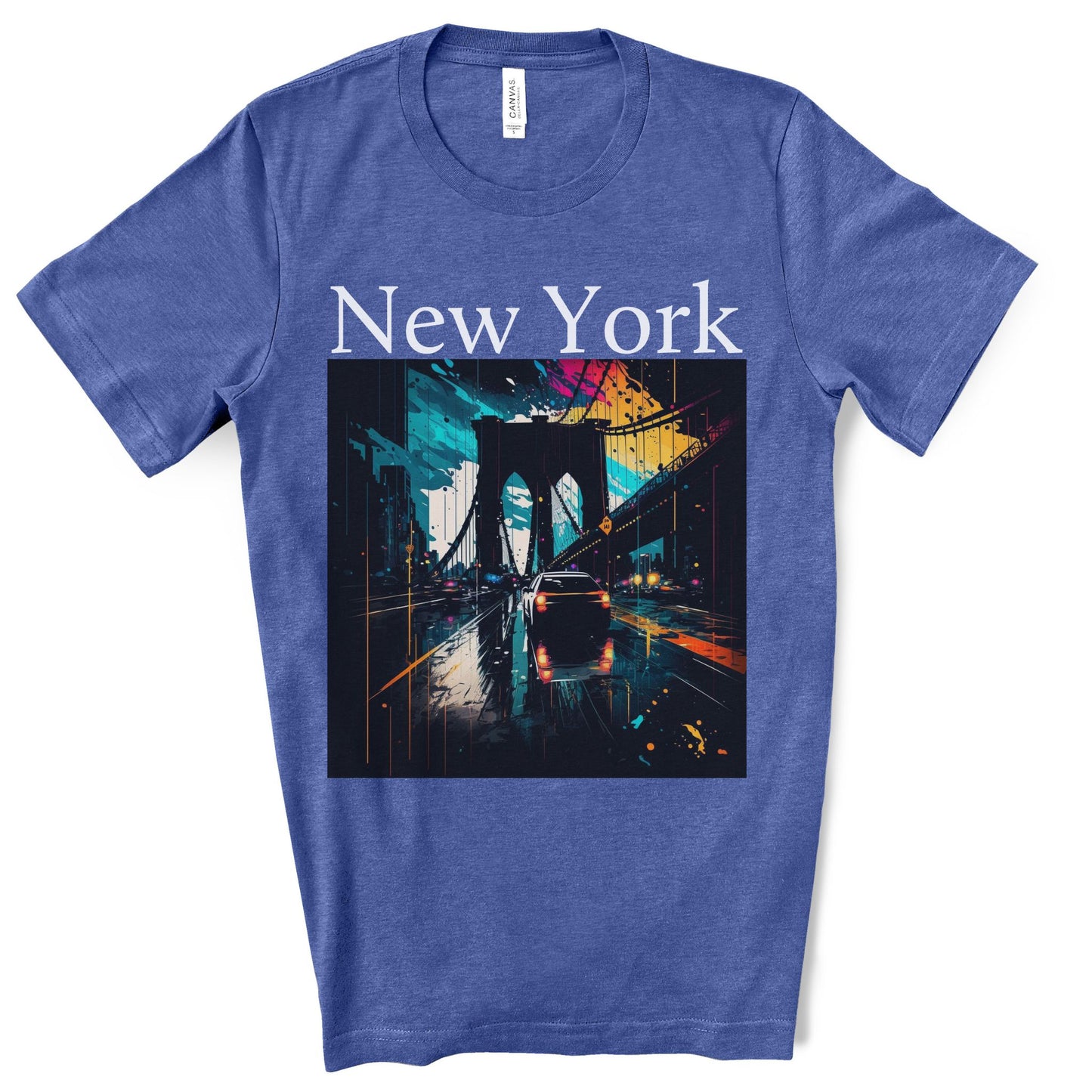 Rushing The Brooklyn Bridge, New York City. Unisex Jersey Short Sleeve Tee.