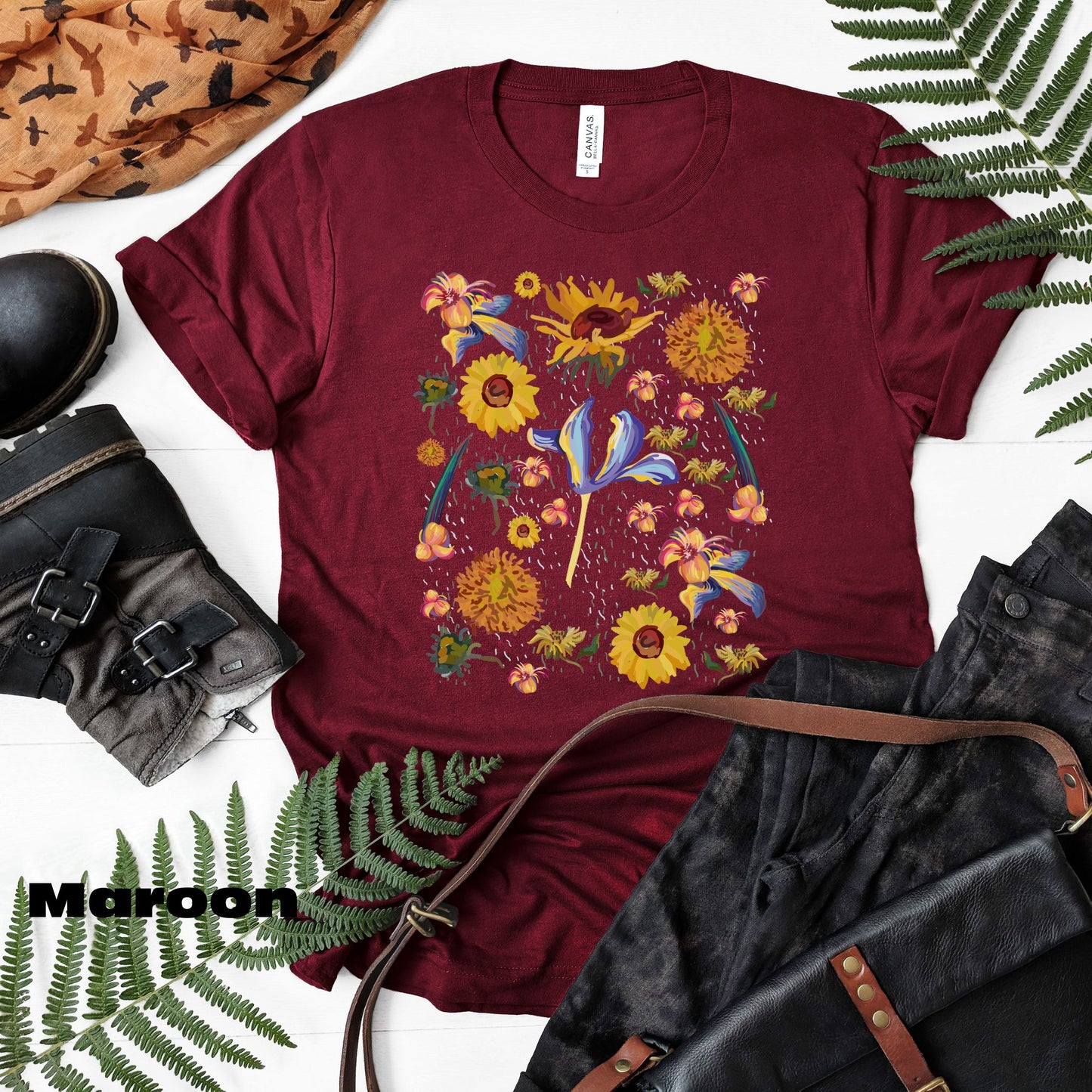 Wildflowers Original Art Inspired by Vincent van Gogh Paintings. Unisex Jersey Short Sleeve Tee.