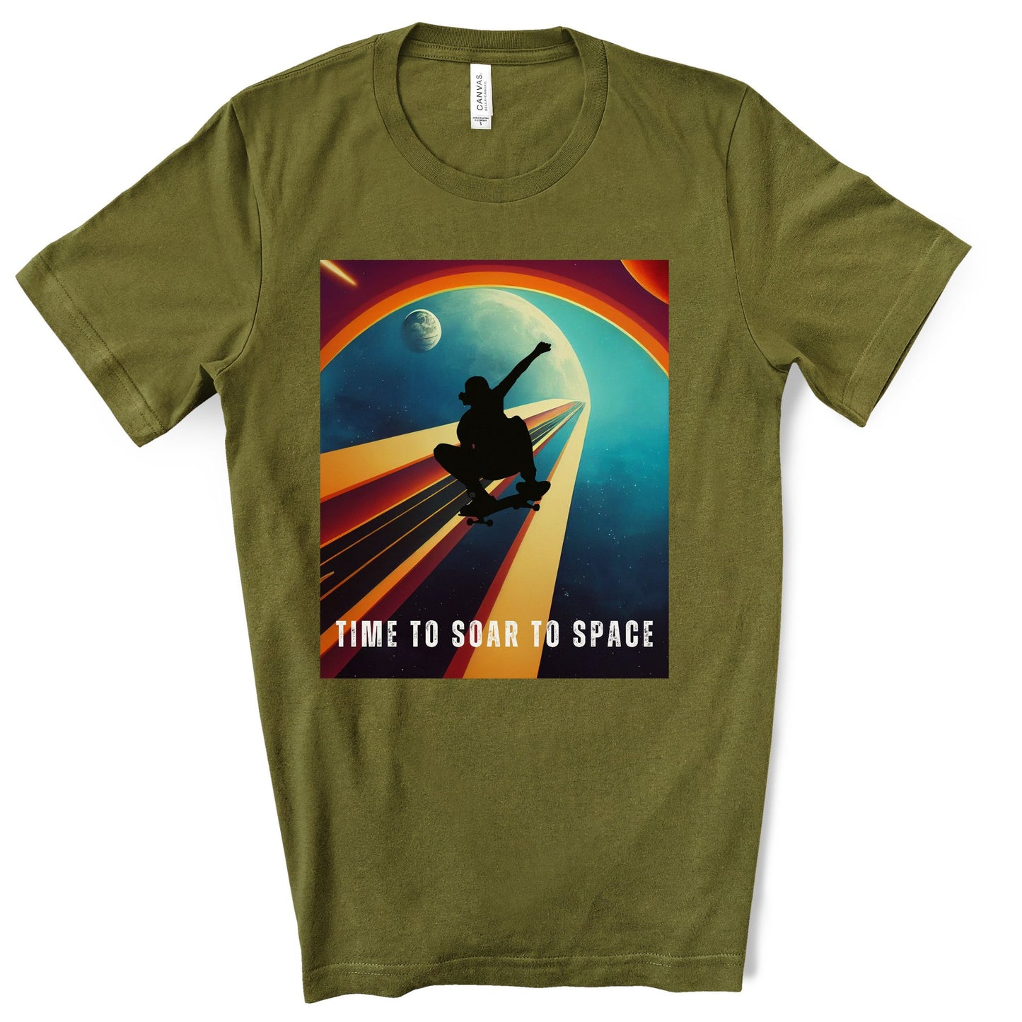 Time To Soar To Space - Skateboard Retro Design And Original Art. Unisex Jersey Short Sleeve Tee.