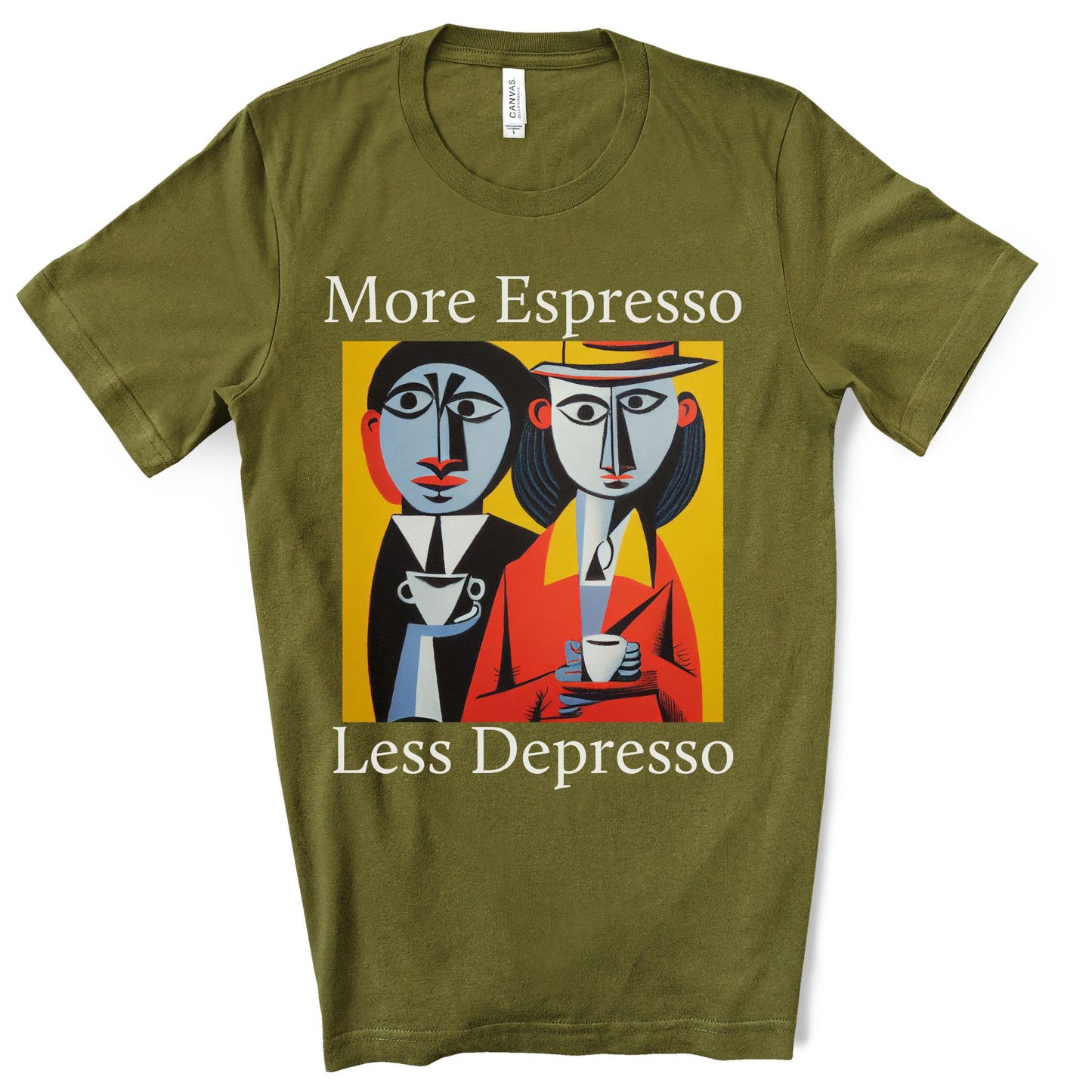 A Cup Of Coffee Can Solve Anything. Original Art. Unisex Jersey Short Sleeve Tee.