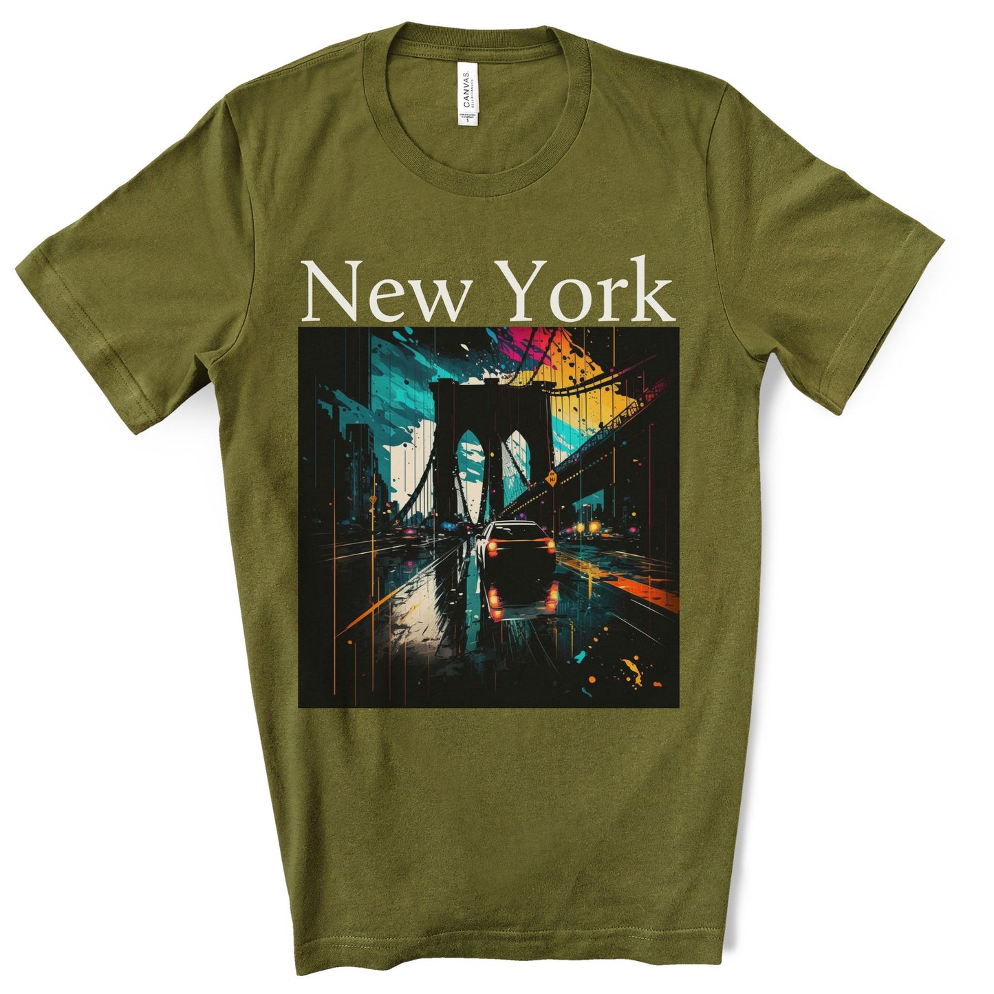 Rushing The Brooklyn Bridge, New York City. Unisex Jersey Short Sleeve Tee.