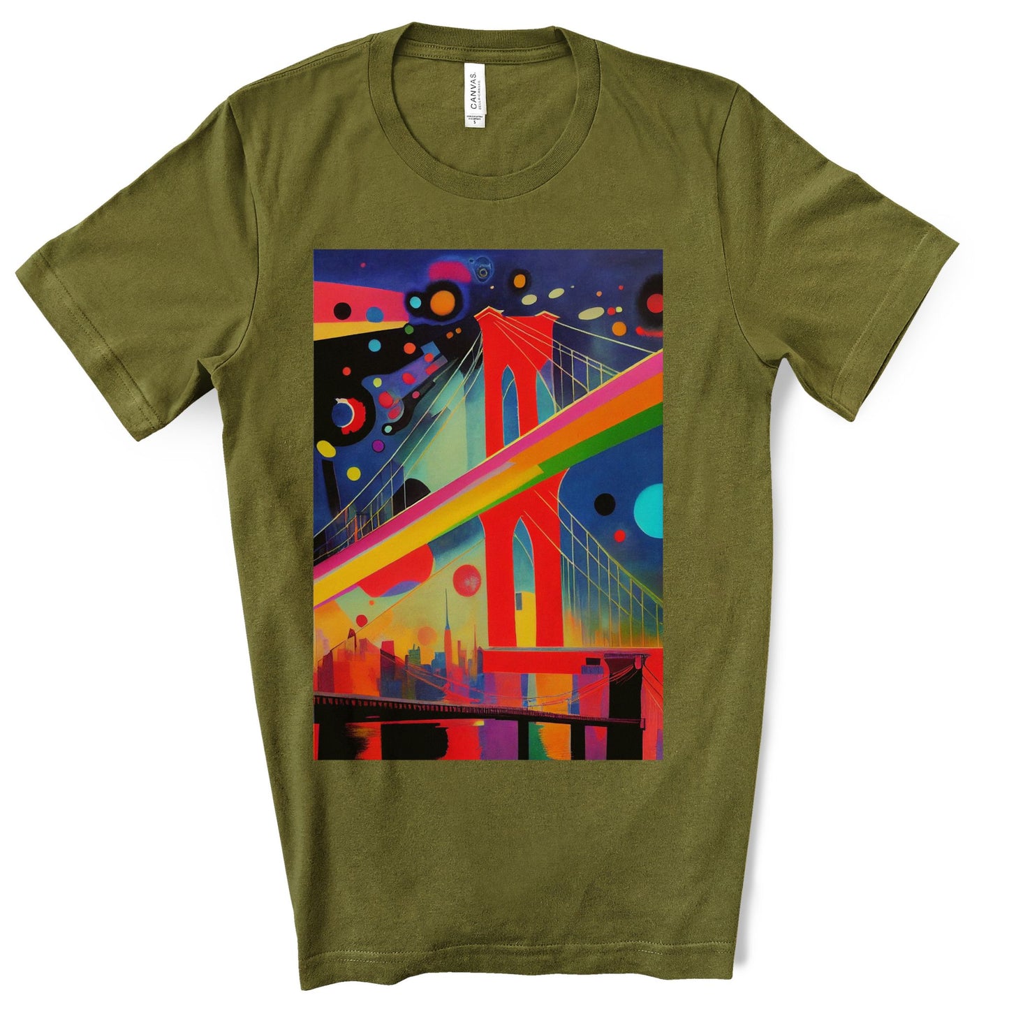 The Brooklyn Bridge, New York City. Cubism Original Art. Unisex Jersey Short Sleeve Tee.