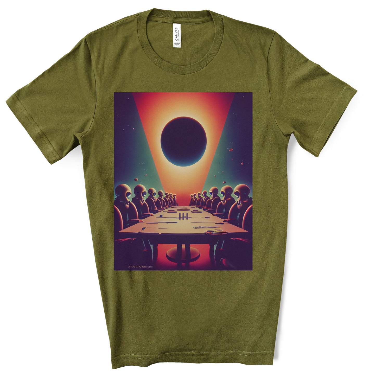 Alien’s World domination meeting. Original Art. Unisex Jersey Short Sleeve Tee.