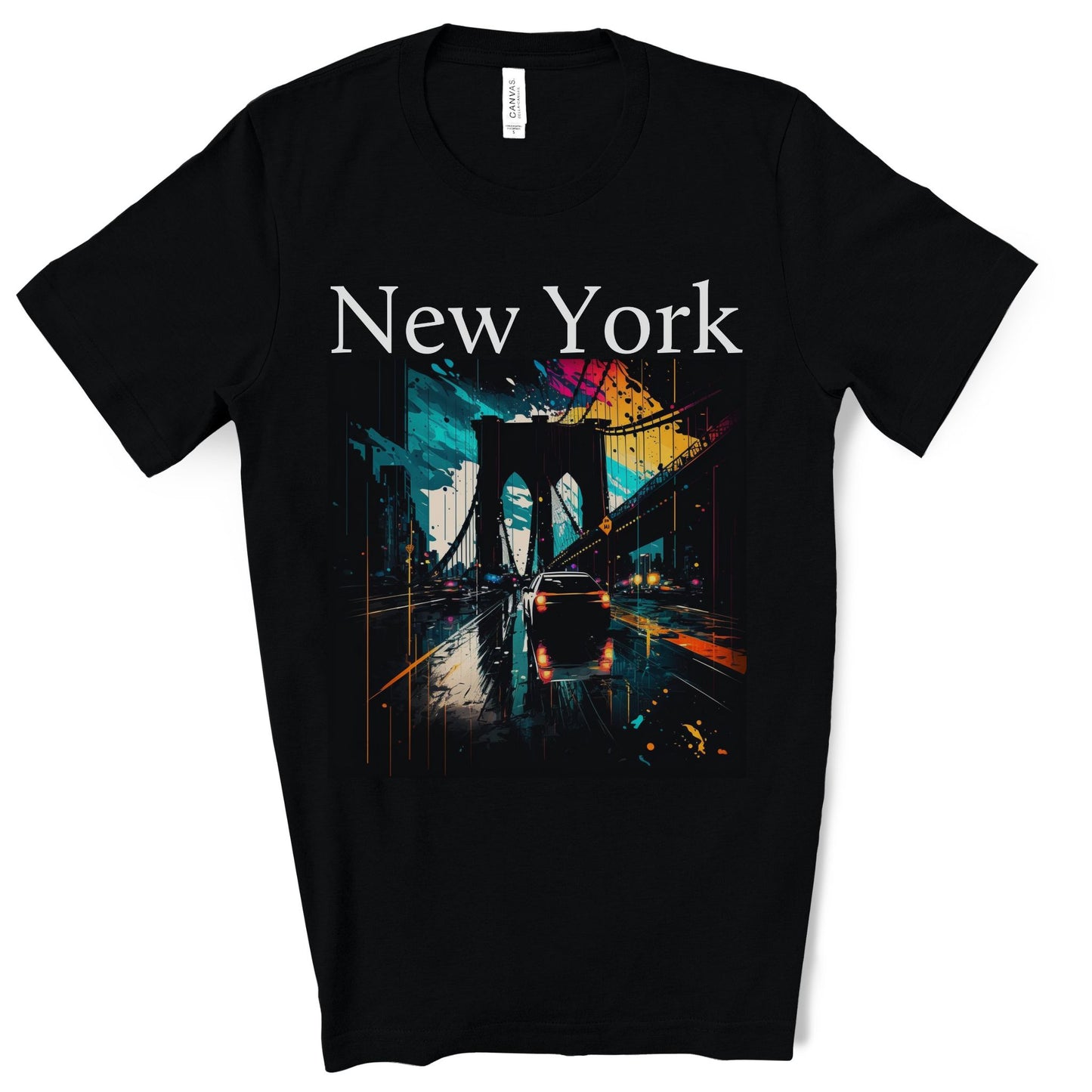 Rushing The Brooklyn Bridge, New York City. Unisex Jersey Short Sleeve Tee.