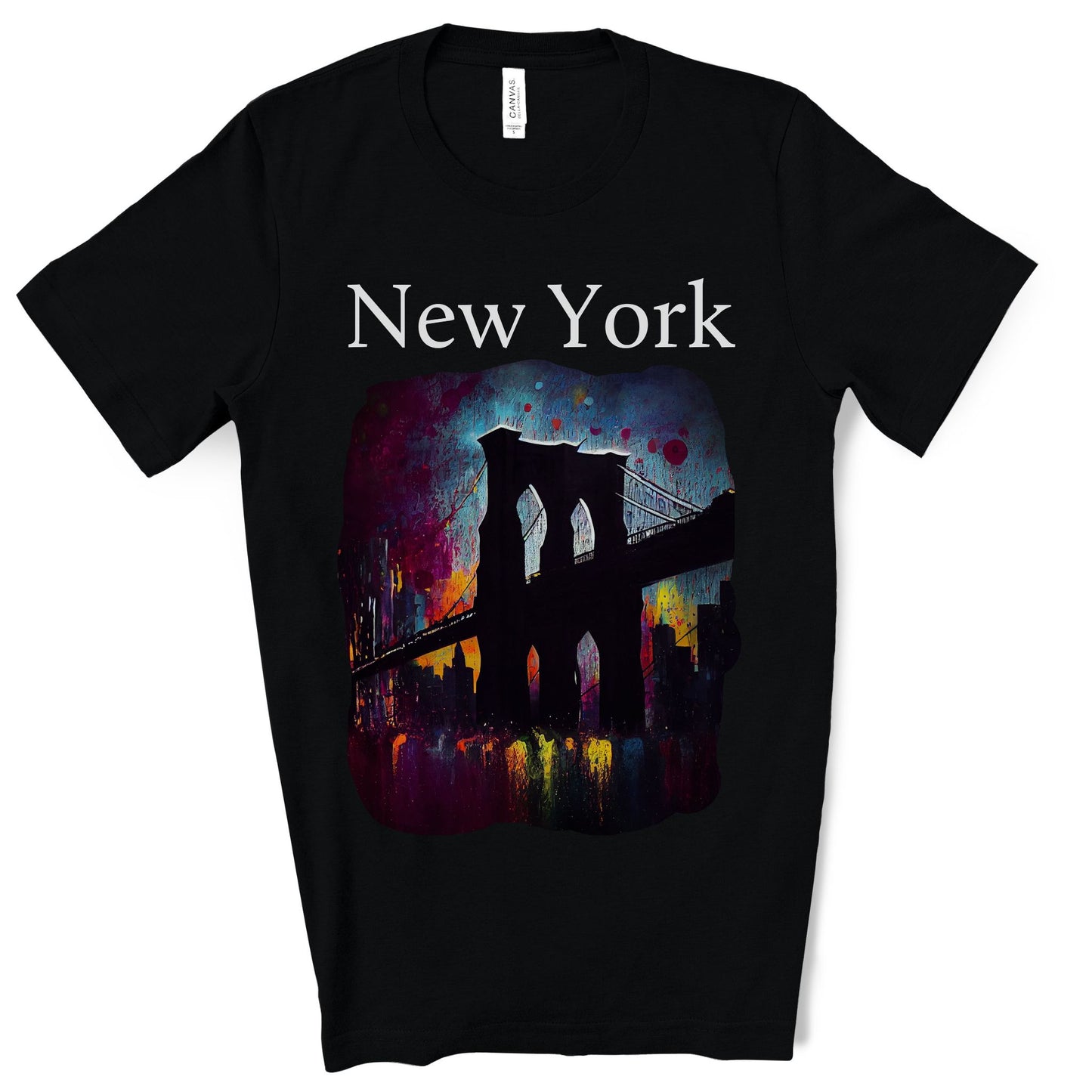 New York Iconic Brooklyn Bridge Original Art. Unisex Jersey Short Sleeve Tee.