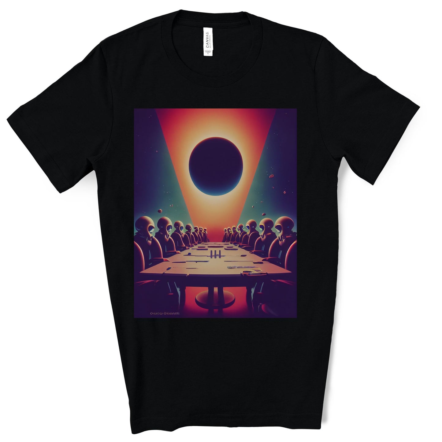 Alien’s World domination meeting. Original Art. Unisex Jersey Short Sleeve Tee.