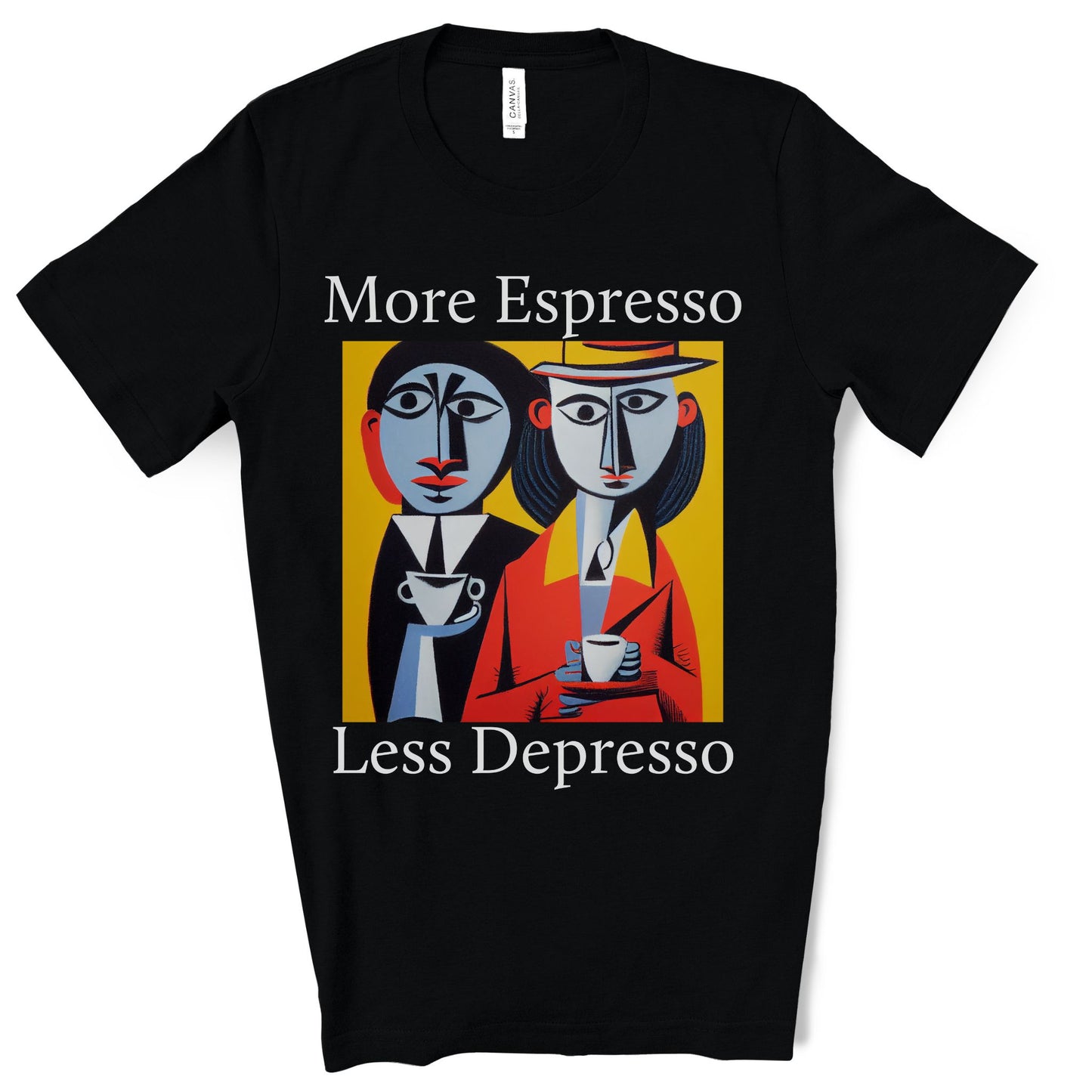 A Cup Of Coffee Can Solve Anything. Original Art. Unisex Jersey Short Sleeve Tee.