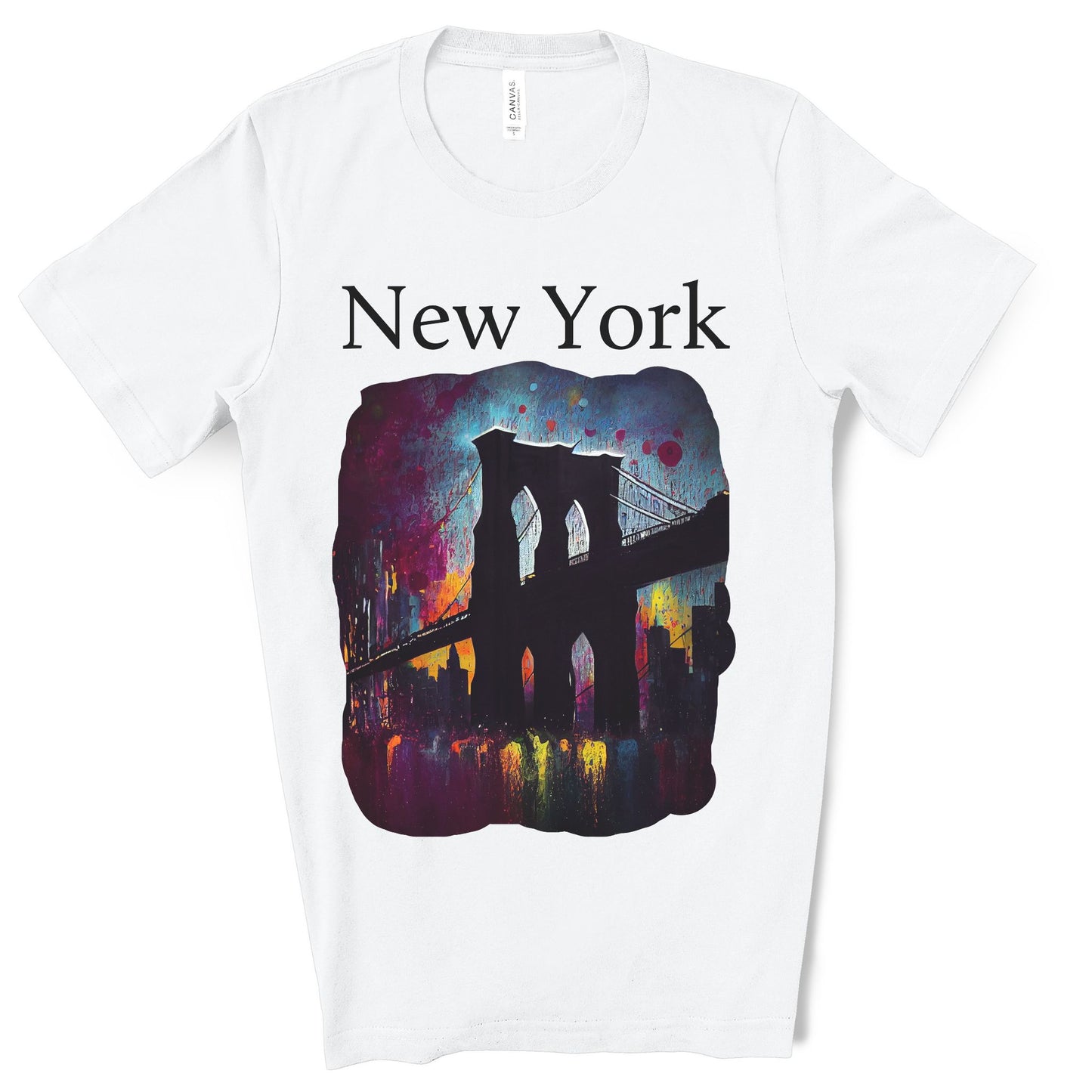 New York Iconic Brooklyn Bridge Original Art. Unisex Jersey Short Sleeve Tee.