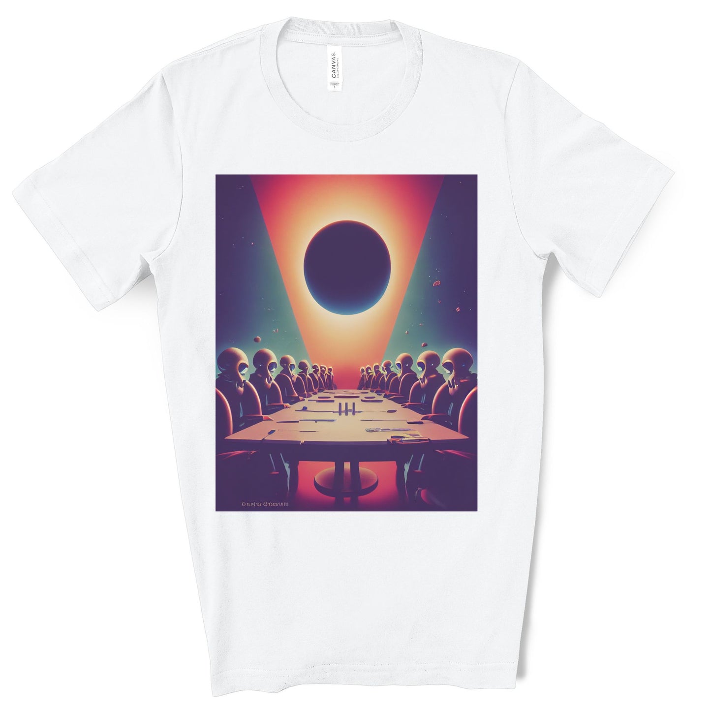 Alien’s World domination meeting. Original Art. Unisex Jersey Short Sleeve Tee.
