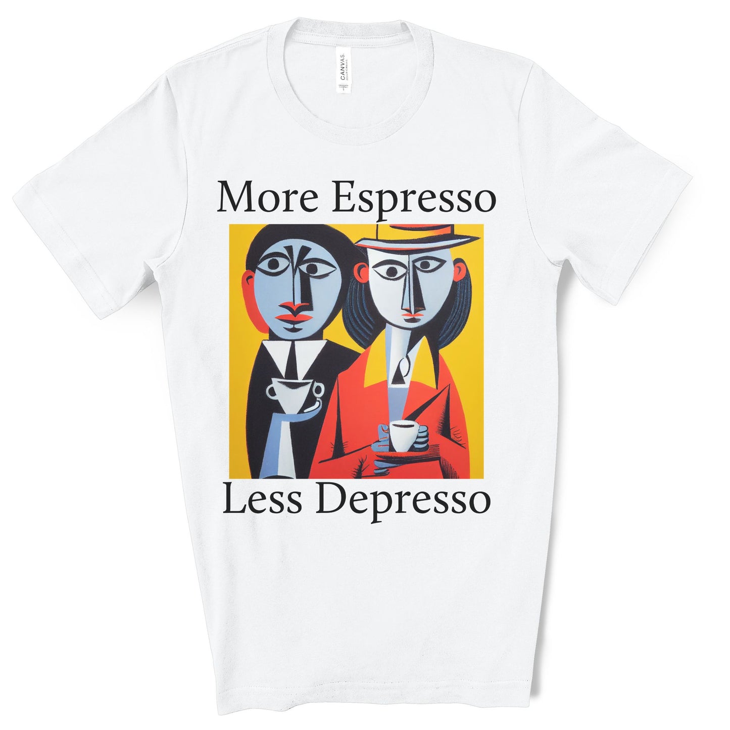A Cup Of Coffee Can Solve Anything. Original Art. Unisex Jersey Short Sleeve Tee.