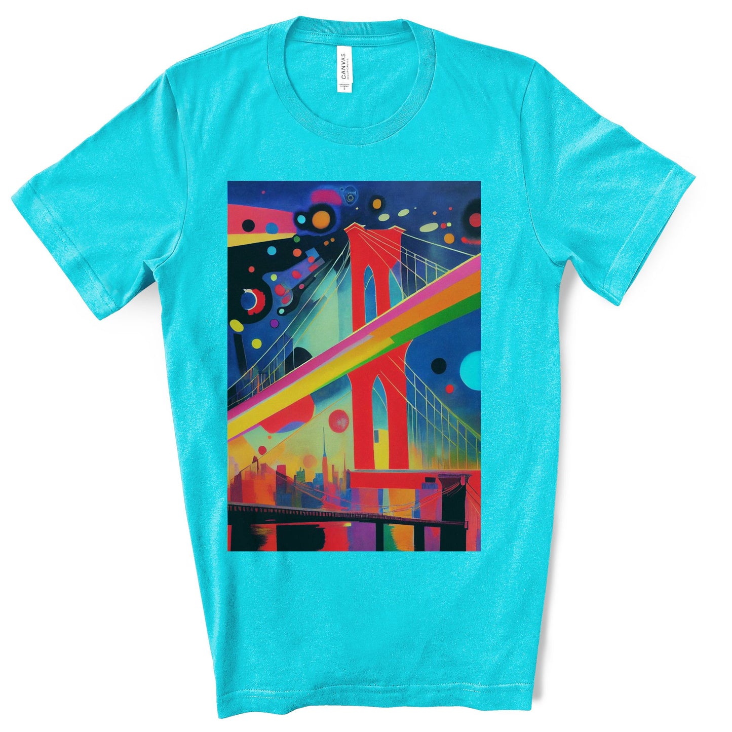 The Brooklyn Bridge, New York City. Cubism Original Art. Unisex Jersey Short Sleeve Tee.